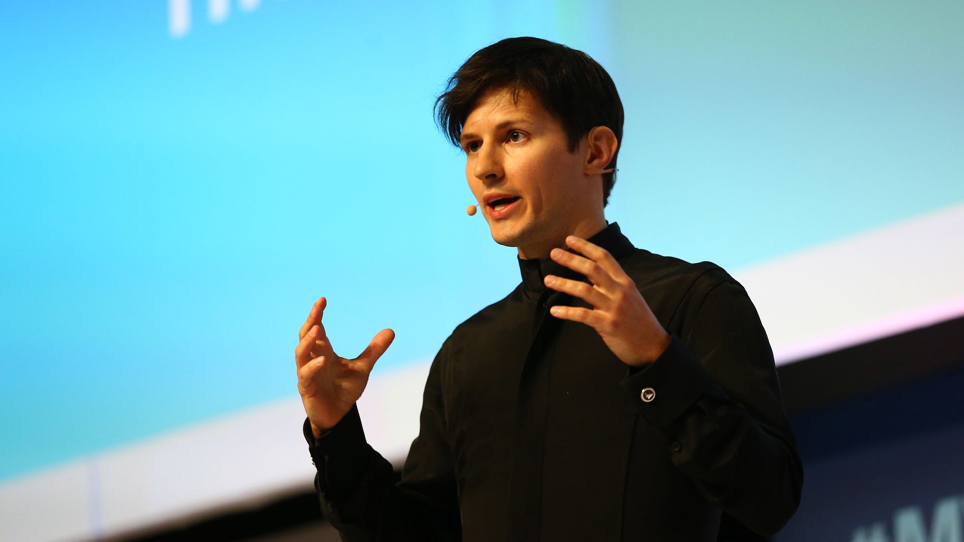 Telegram founder and CEO Pavel Durov delivers his keynote conference during day two of the Mobile World Congress at the Fira Gran Via complex in Barcelona, Spain on February 23, 2016.