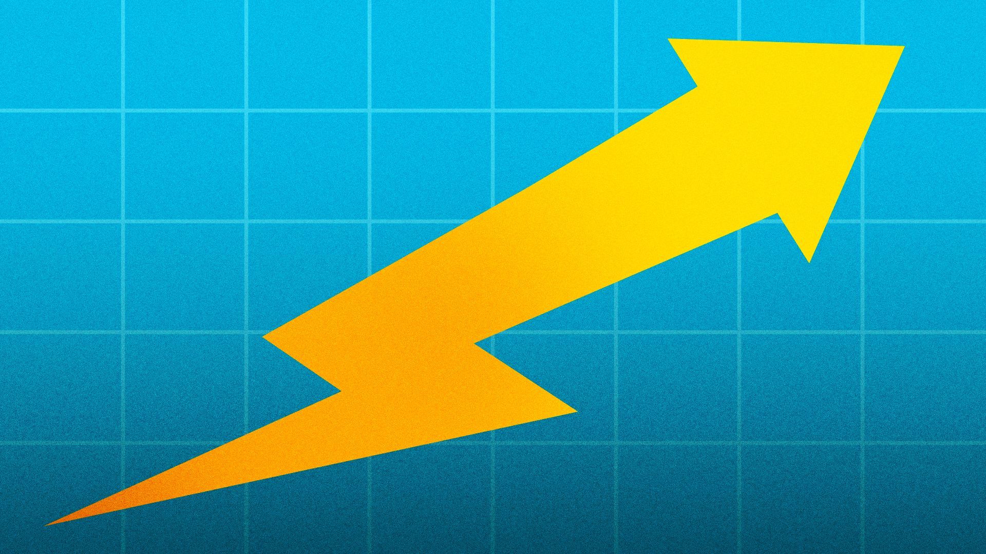 Illustration of an upward trending arrow made of a lightning bolt.