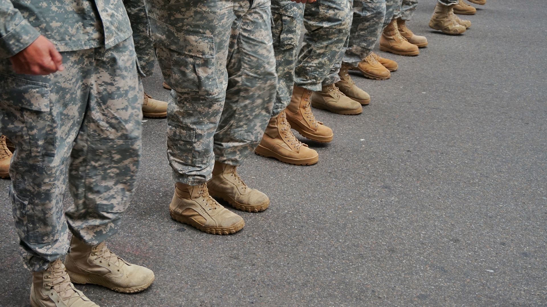 Low Section Of Soldiers Standing In A Row