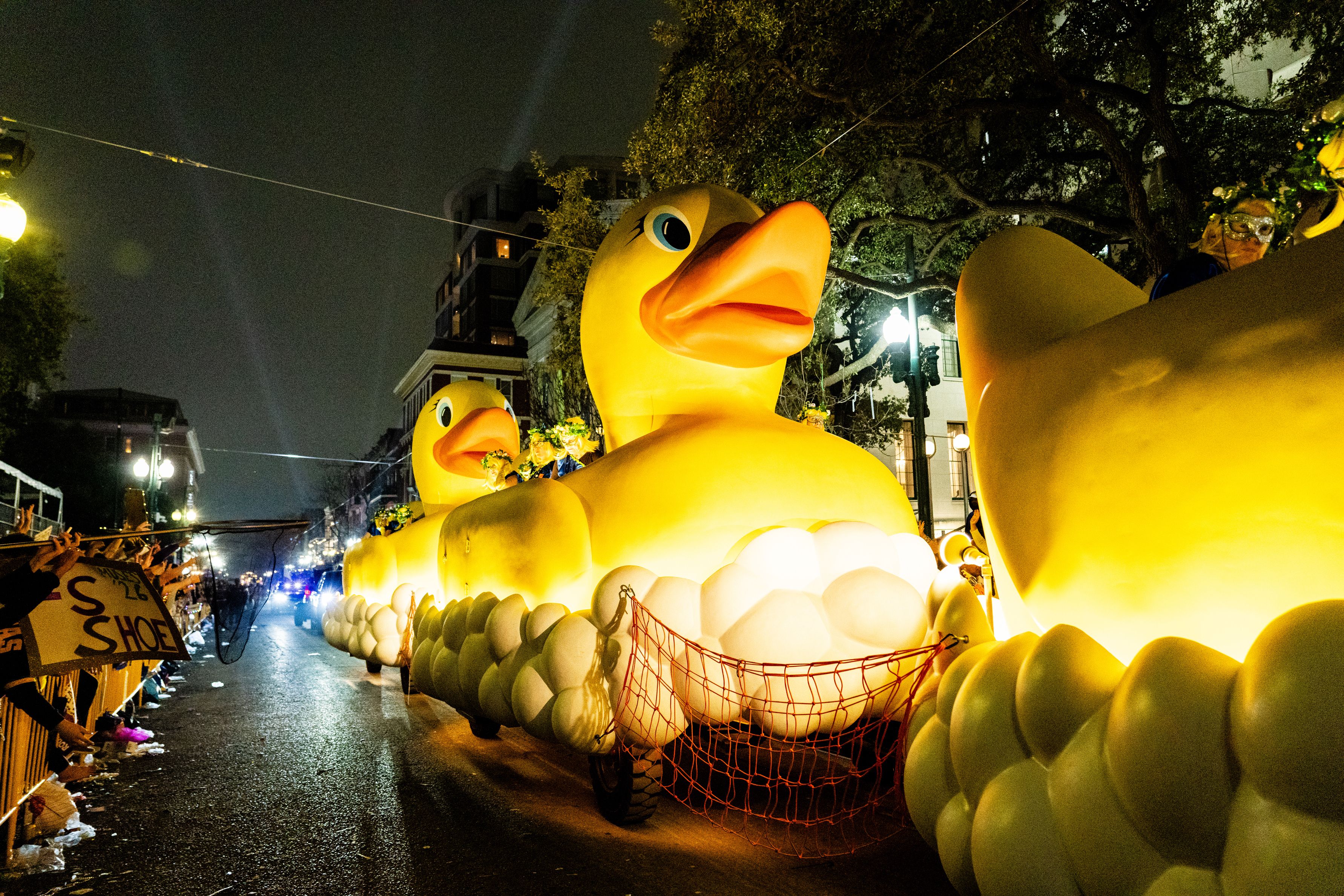 Duck floats in the Krew of Muses parade in New Orleans last week.