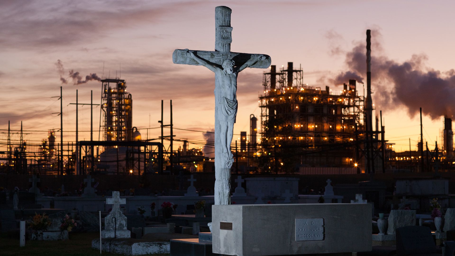 The Holy Rosary Cemetery next to Dow Chemical (formally Union Carbide Complex) in Taft Louisiana