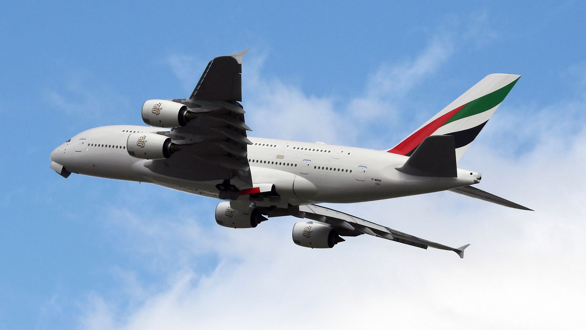 An Emirates Airbus A380 takes off