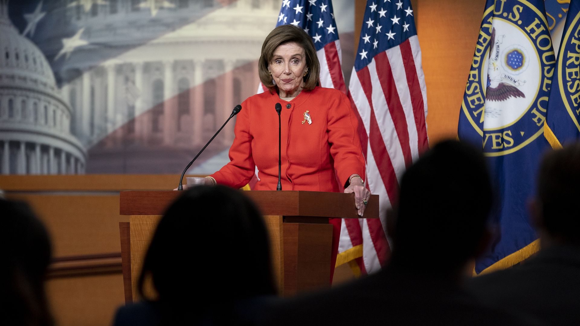 Nancy Pelosi at a press conference on Tuesday. 