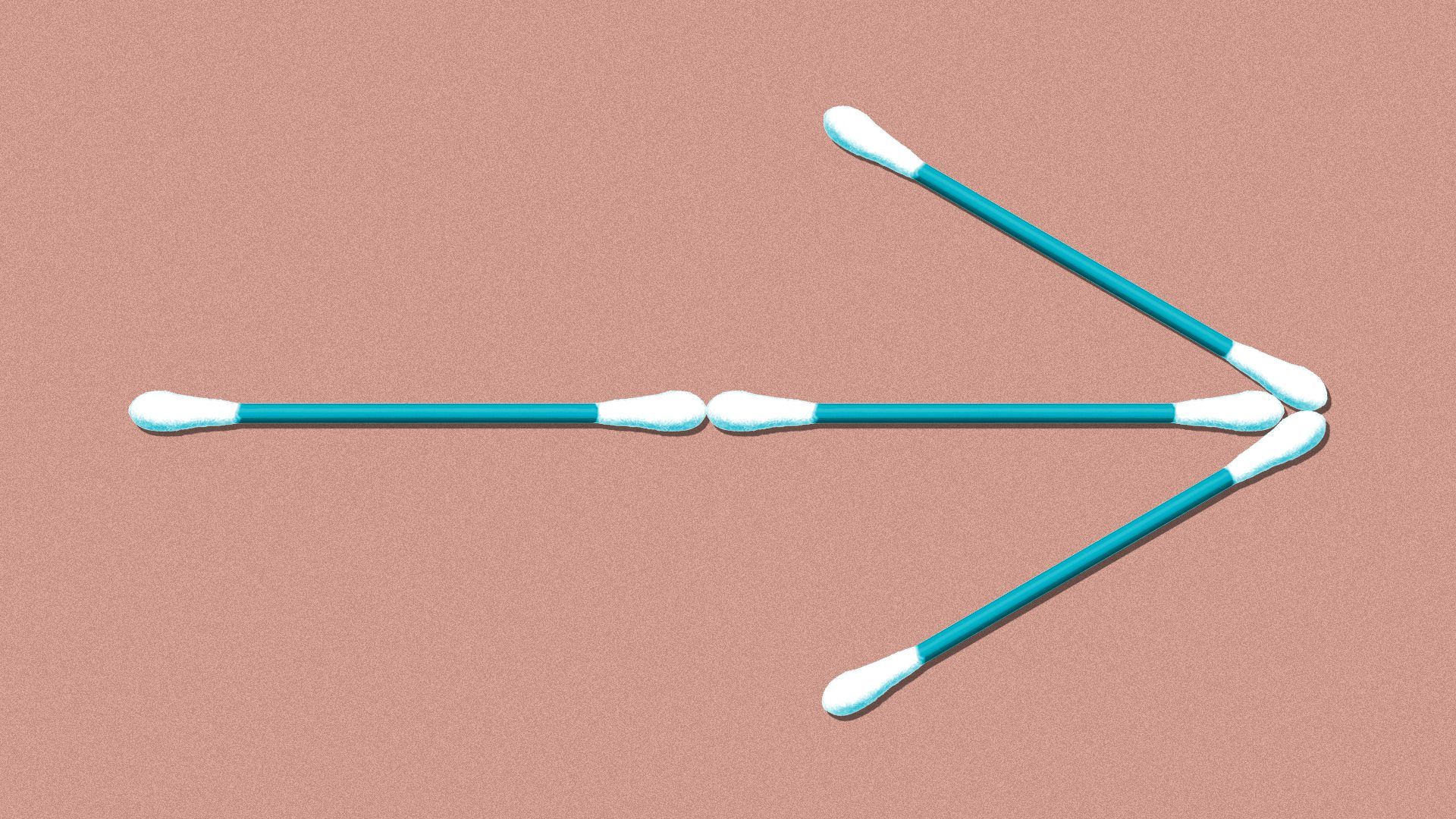 Illustration of an arrow made out of cotton swabs. 
