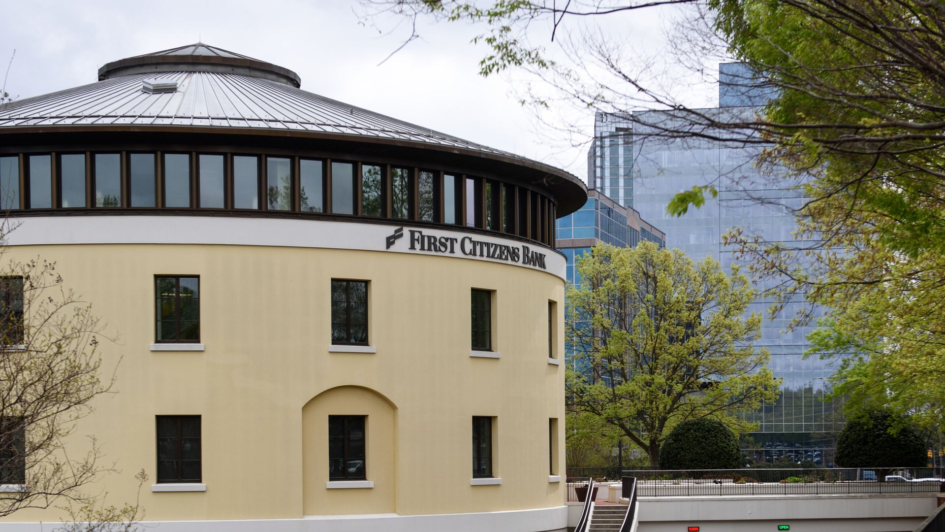 RALEIGH, NC - MARCH 27: An exterior view of a First Citizens Bank branch on March 27, 2023 in Raleigh, North Carolina. First Citizens Bank has acquired failed Silicon Valley Bank. The FDIC agreed to give Raleigh based First Citizens a $16.5 billion discount on $72 billion in loans and a pledge to sh