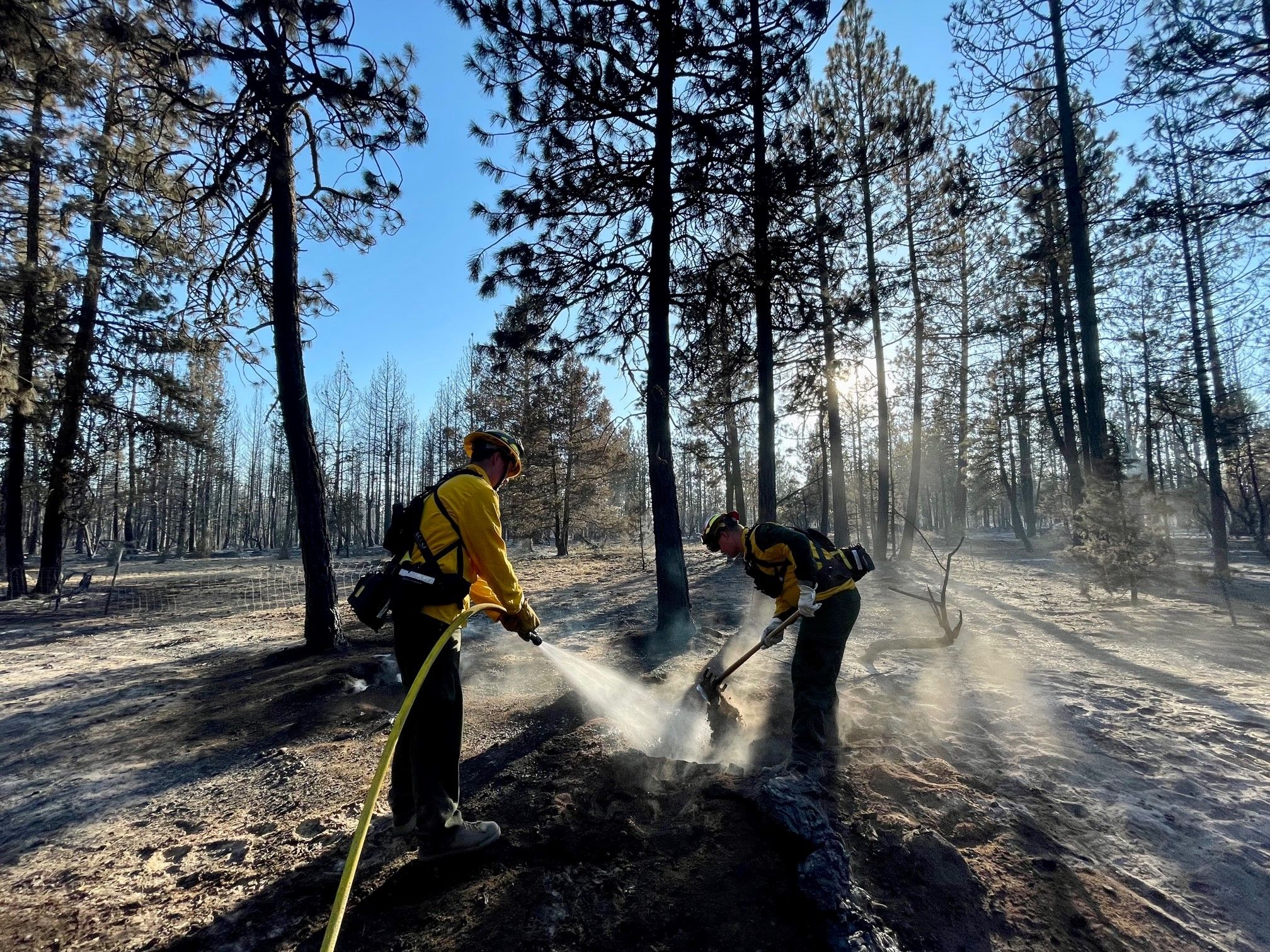 Oregon firefighting crews crews are working to put out hot spots, conduct damage assessments, and improve fire lines as they respond to the Golden Fire in Klamath County.