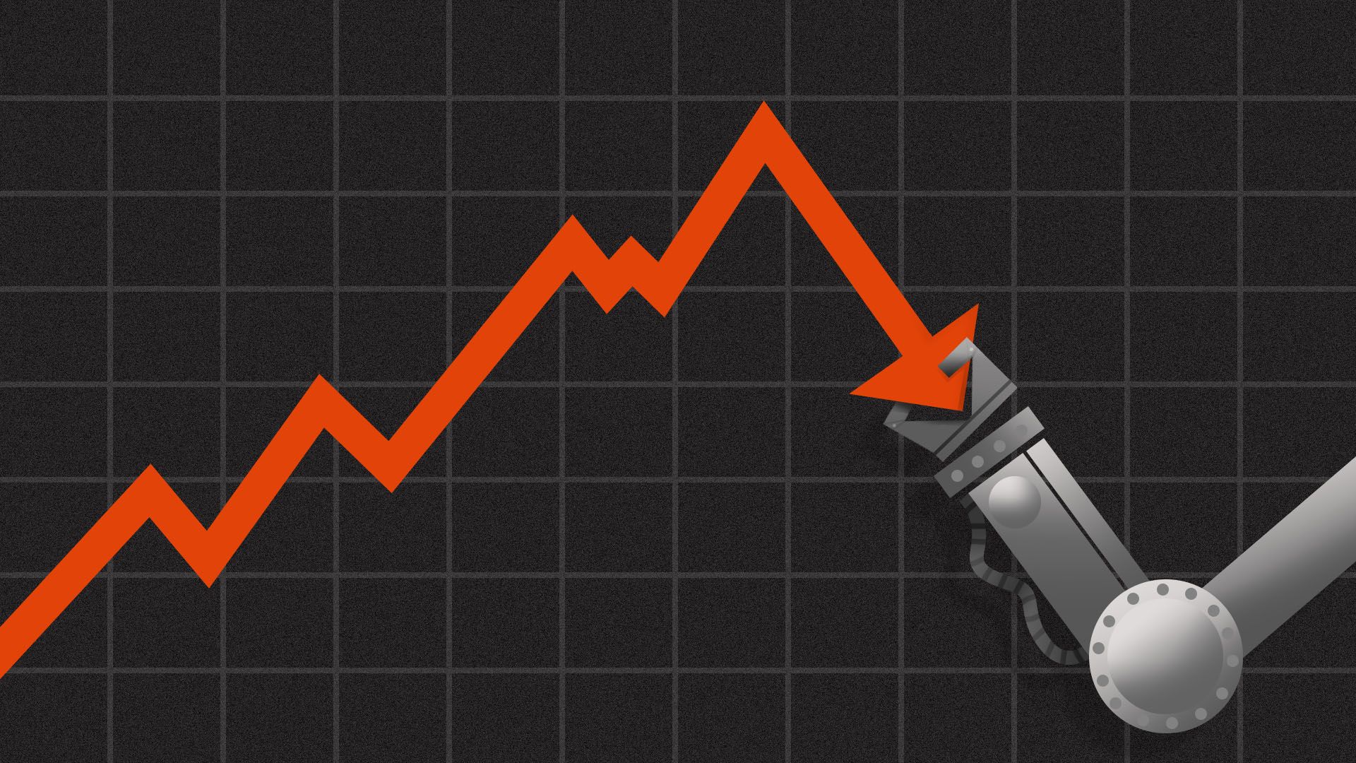 Arrow and robot arm illustrating the rise of automation