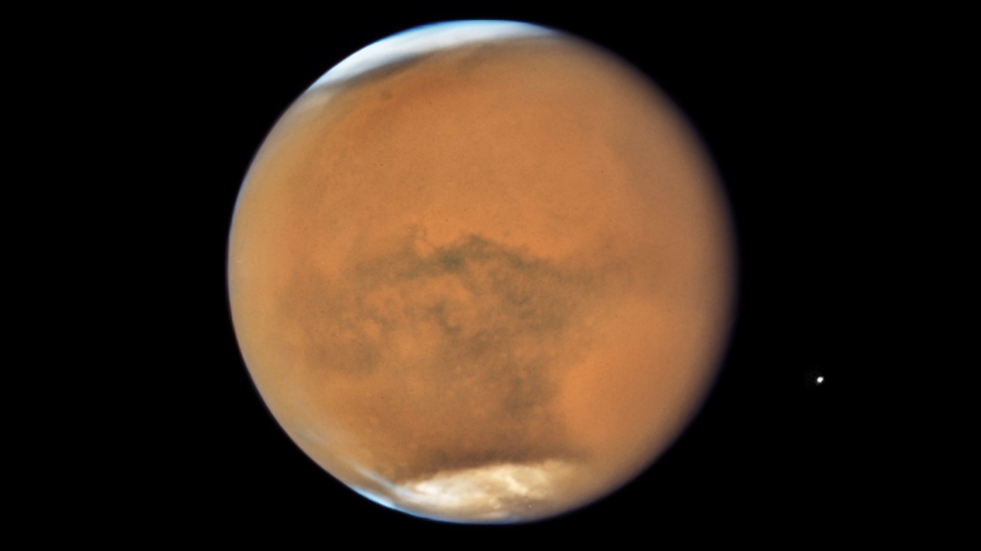Mars as seen by the Hubble Space Telescope.