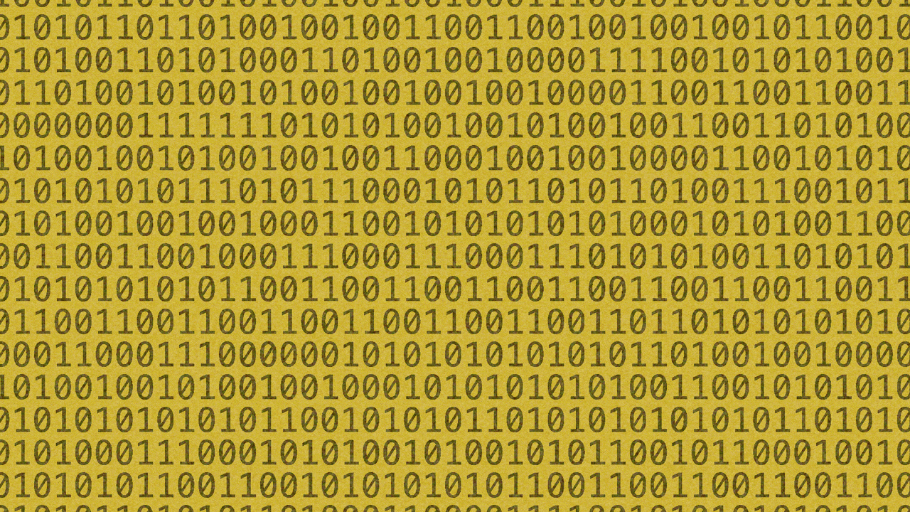 Animated illustration of binary code, with parts of it congealing to form a danger or emergency symbol, an exclamation point in a triangle.