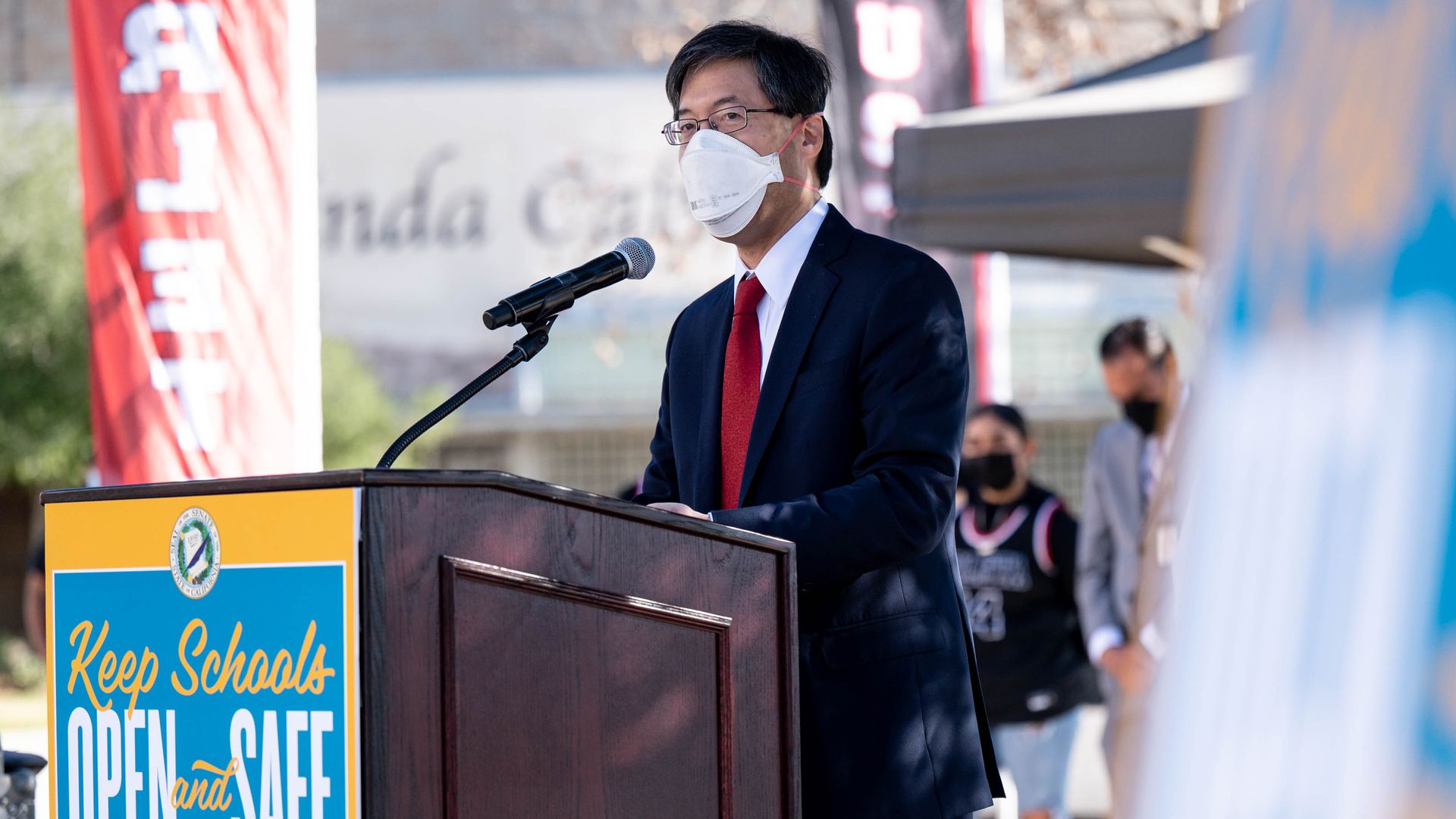 California State Senator Dr. Richard Pan announces his legislation to make a COVID-19 vaccination mandatory for California students Monday, January 24.