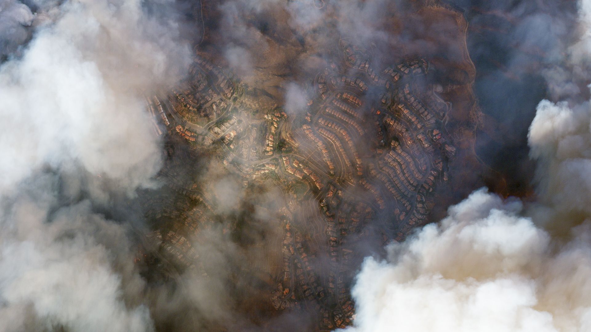 A satellite view of the Palisades Fire in Los Angeles county.