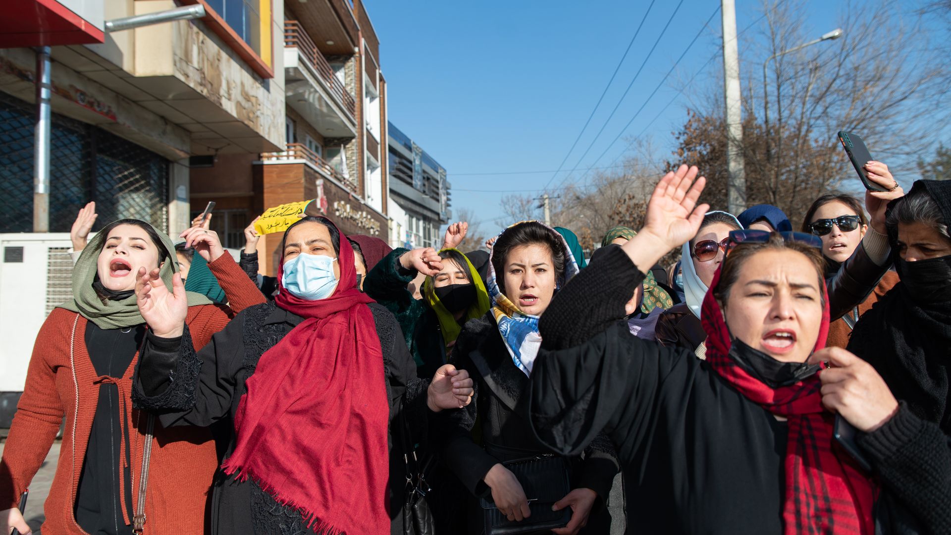 Afghan women protest against new Taliban ban on women accessing University Education on December 22, 2022