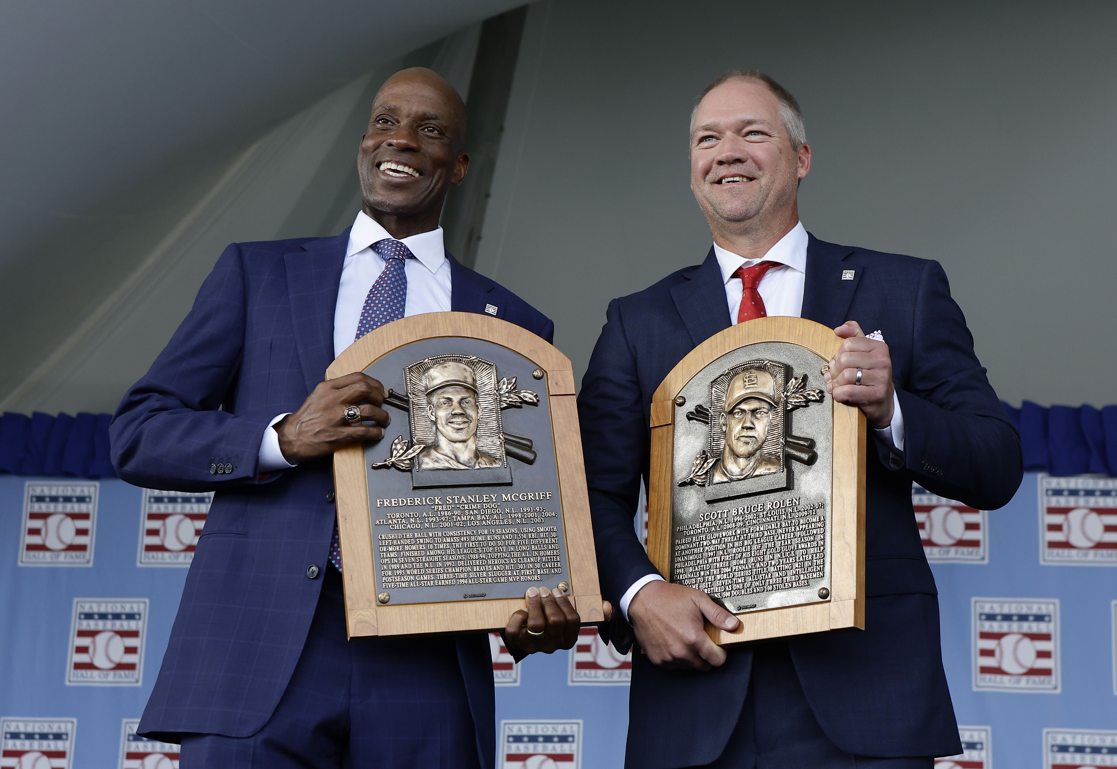 mcgriff and rolen with their plaques
