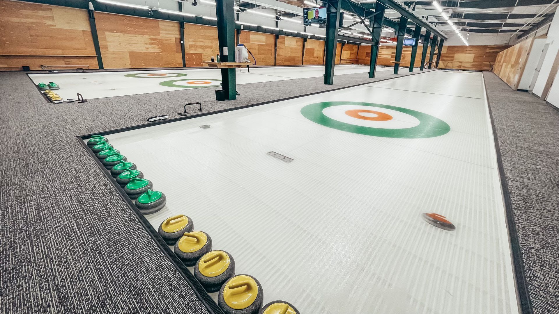 Curling space at the sports bar Tee Line. 
