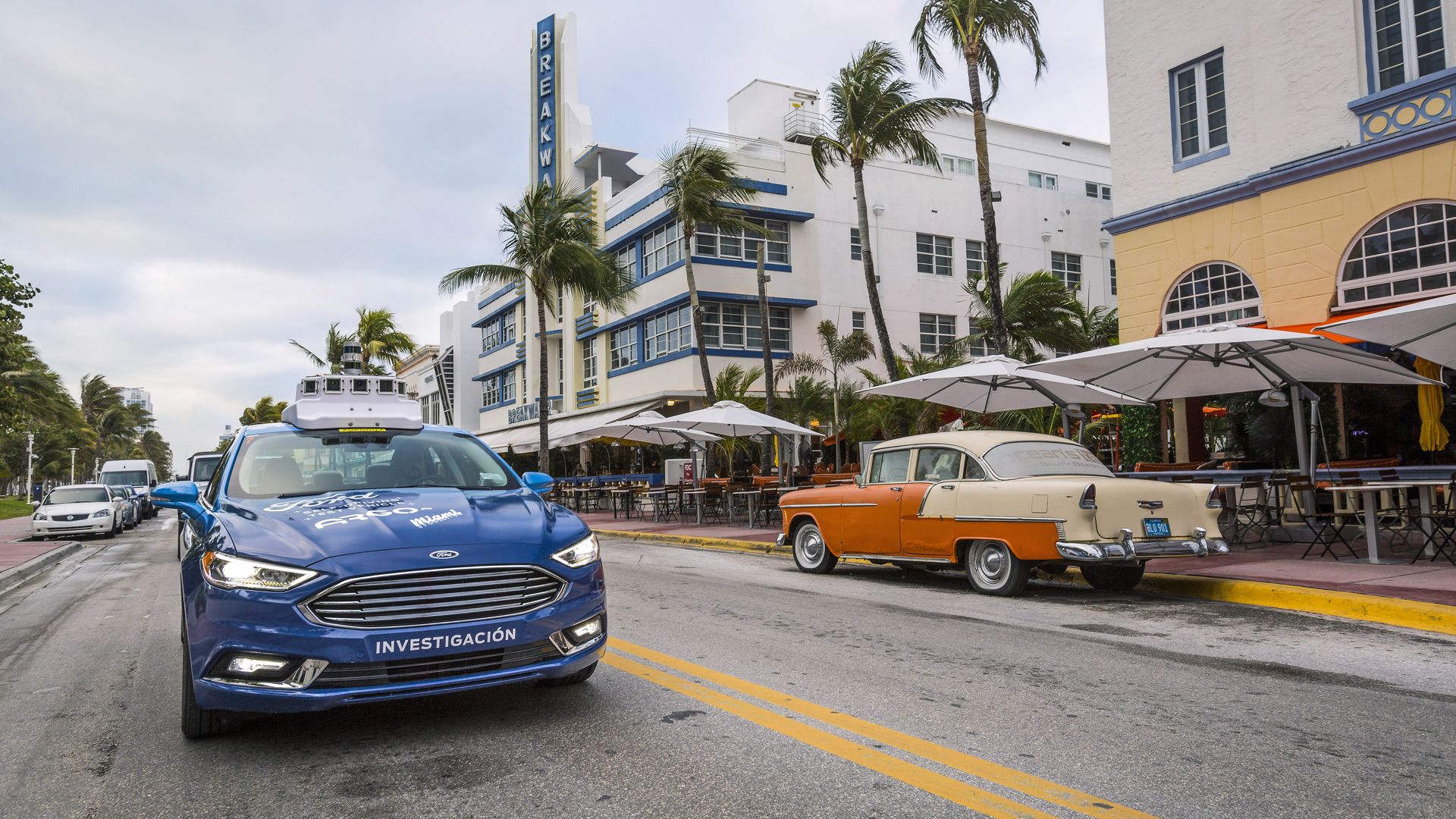 Image of Ford self-driving test vehicle in Miami