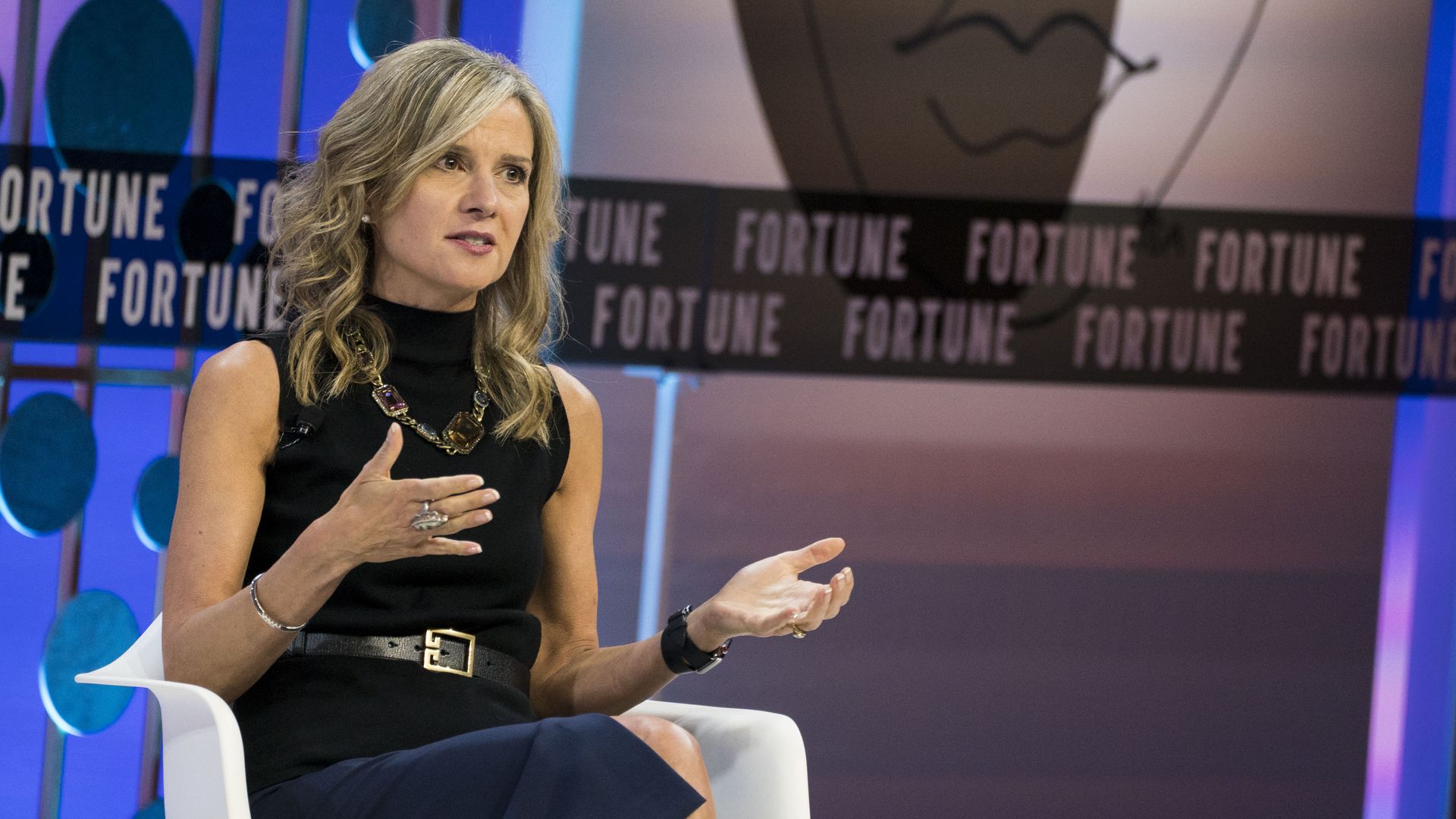 Kohl's CEO Michelle Gass, who is stepping down, speaks at a business conference.