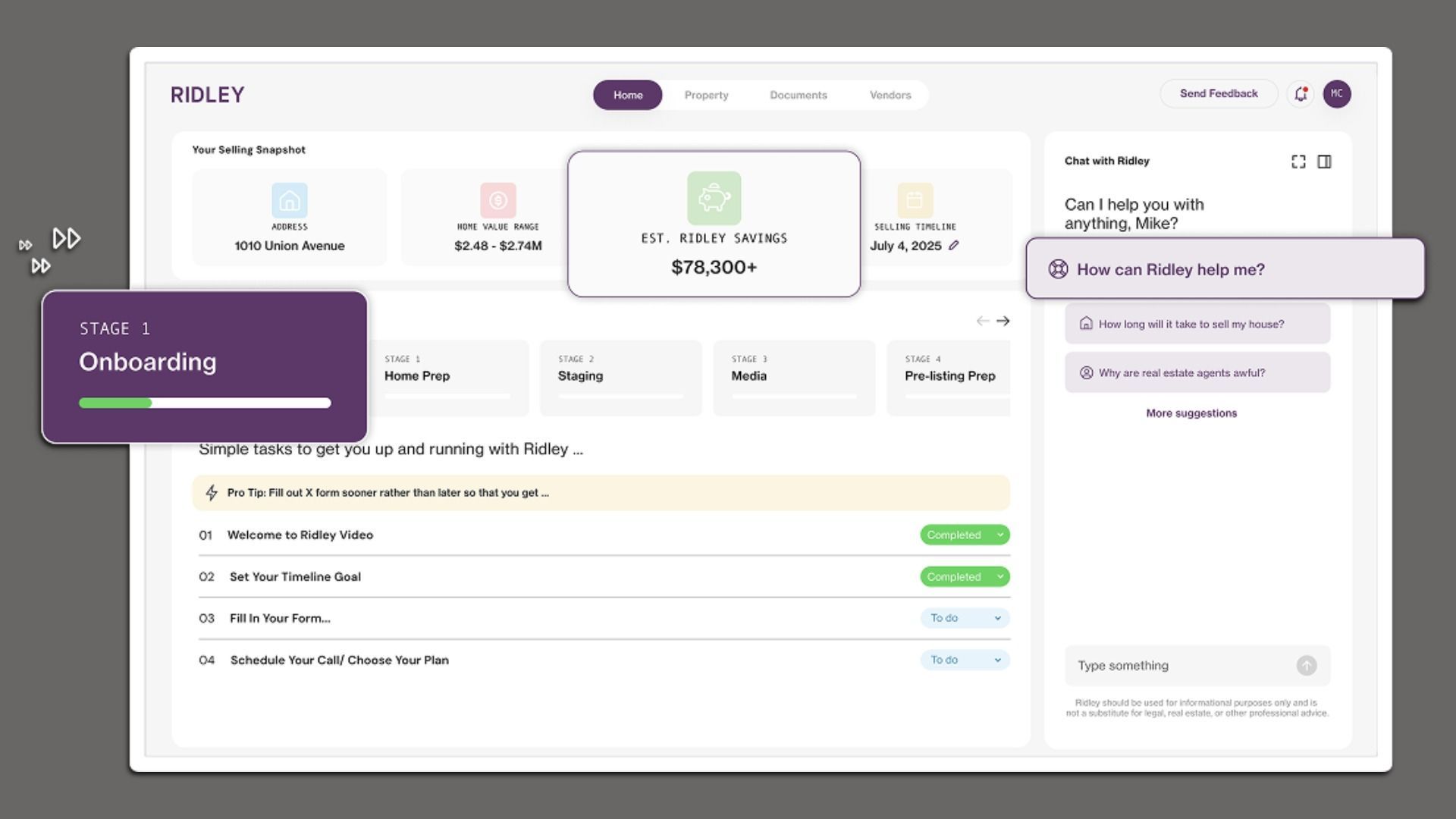 A screengrab from the Ridley platform. 