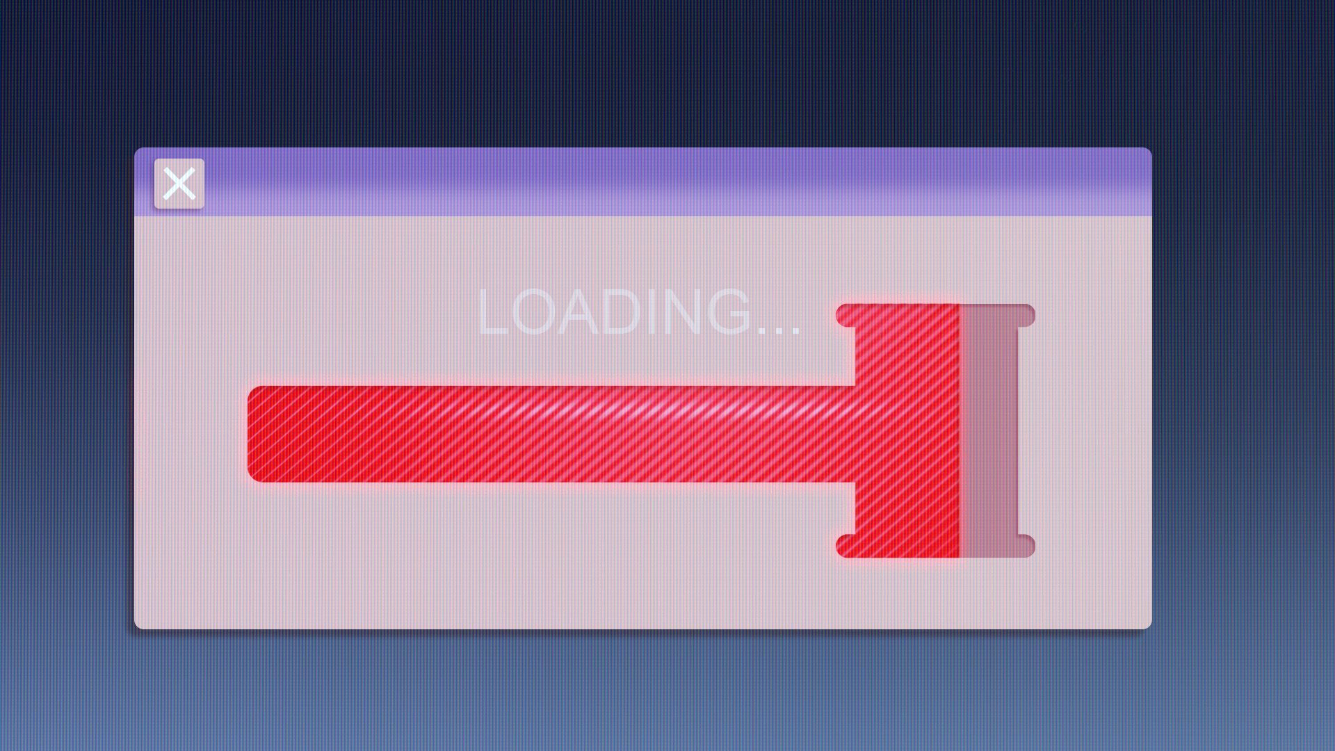 Illustration of a loading screen with the bar shaped like a gavel