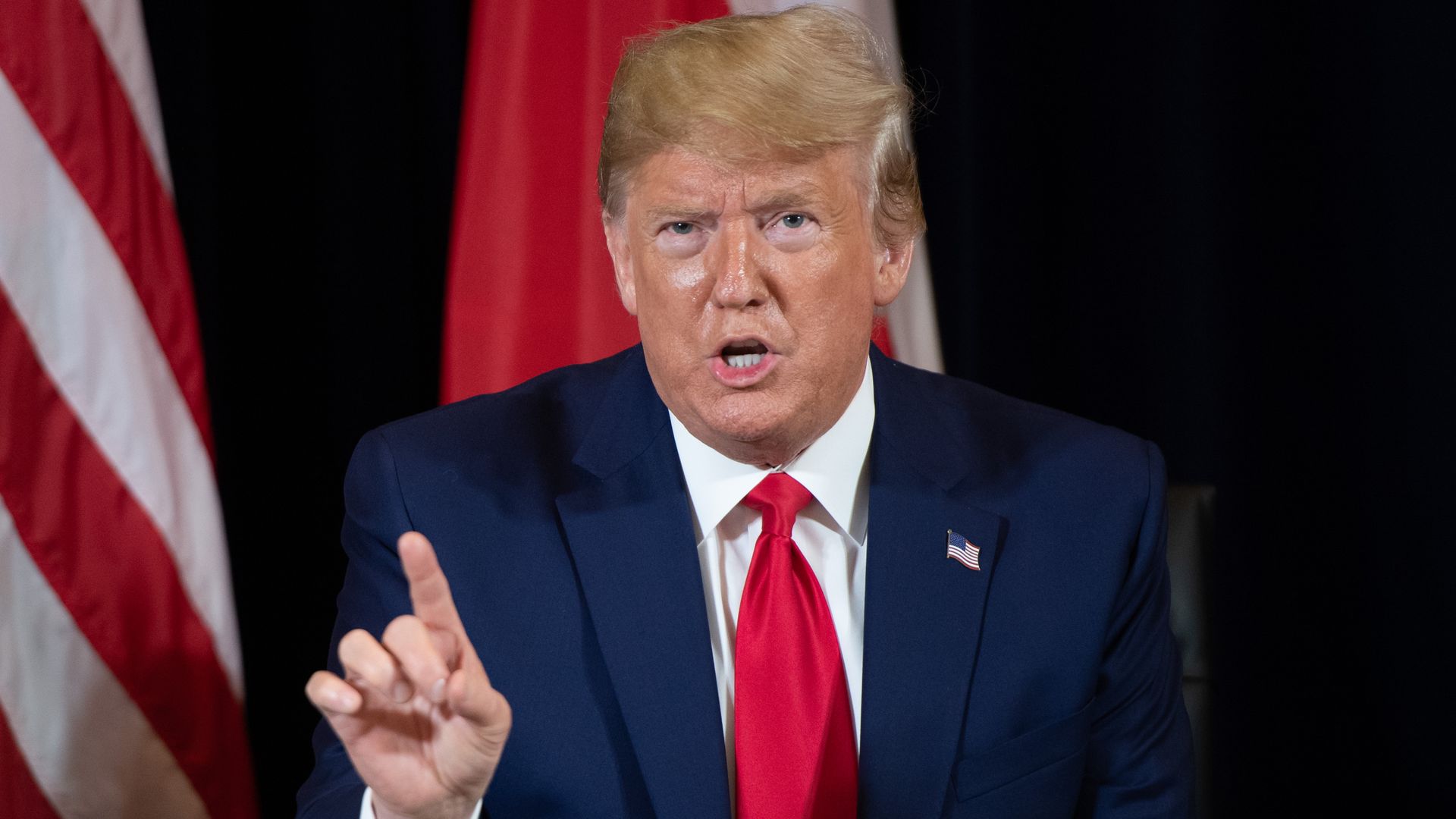 President Donald Trump speaks during a meeting with Polish President Andrzej Duda on the sidelines of the UN General Assembly in New York, September 23