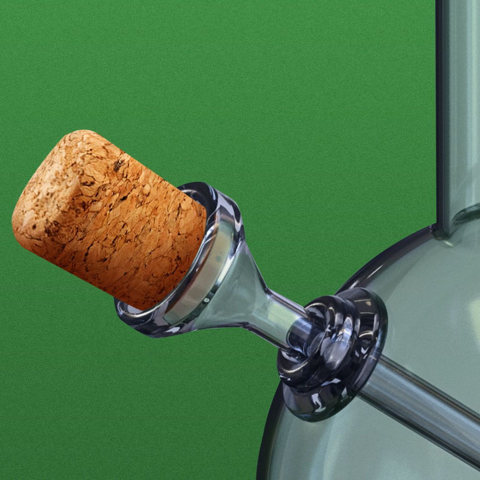 Illustration of the bowl of a bong being stuffed with a cork. 