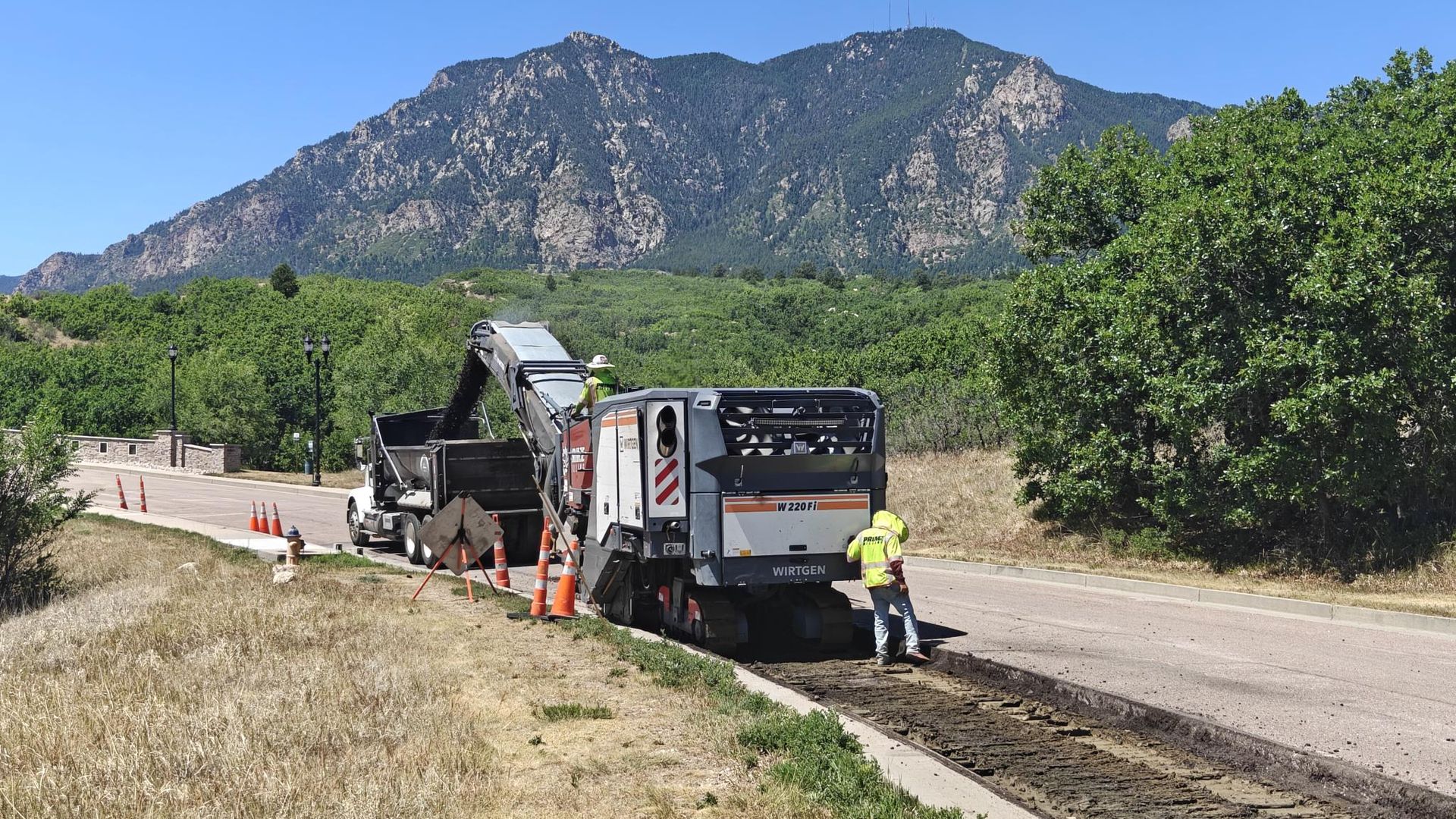 Colorado Springs crews pave a crumbling road. Photo: City of Colorado Springs