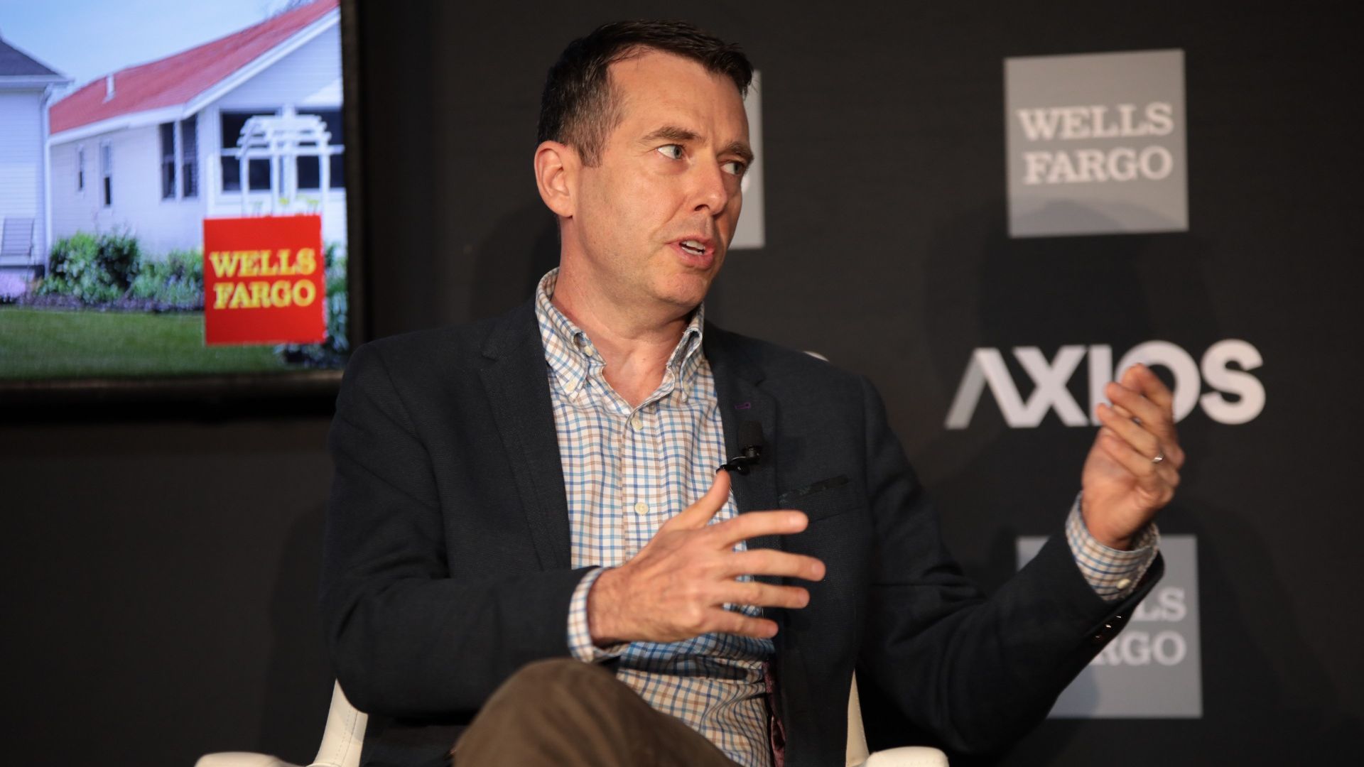 Chan Zuckerberg Initiative President of Policy and Advocacy David Plouffe speaks at an Axios event.