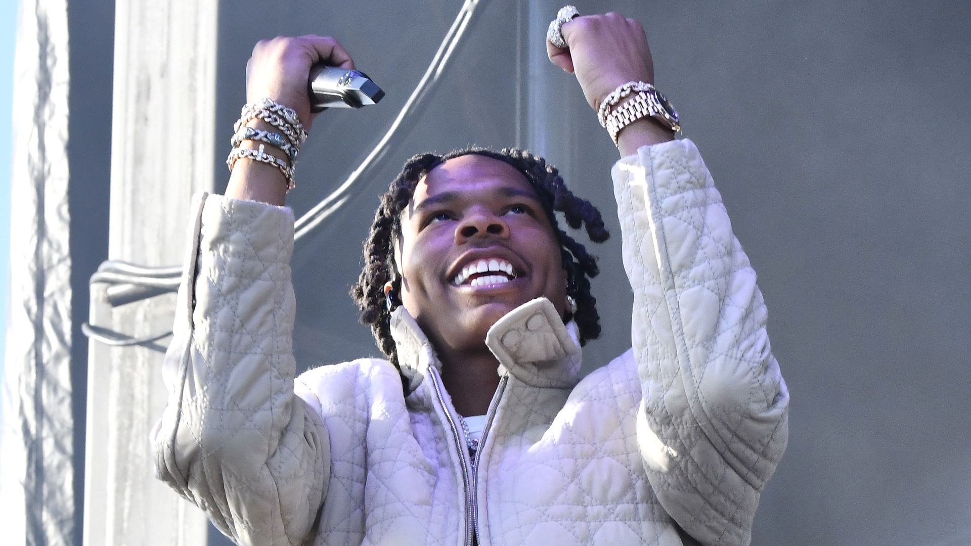 Lil Baby performs onstage during Poguelandia: An Outer Banks Experience on February 18, 2023 in Huntington Beach, California.