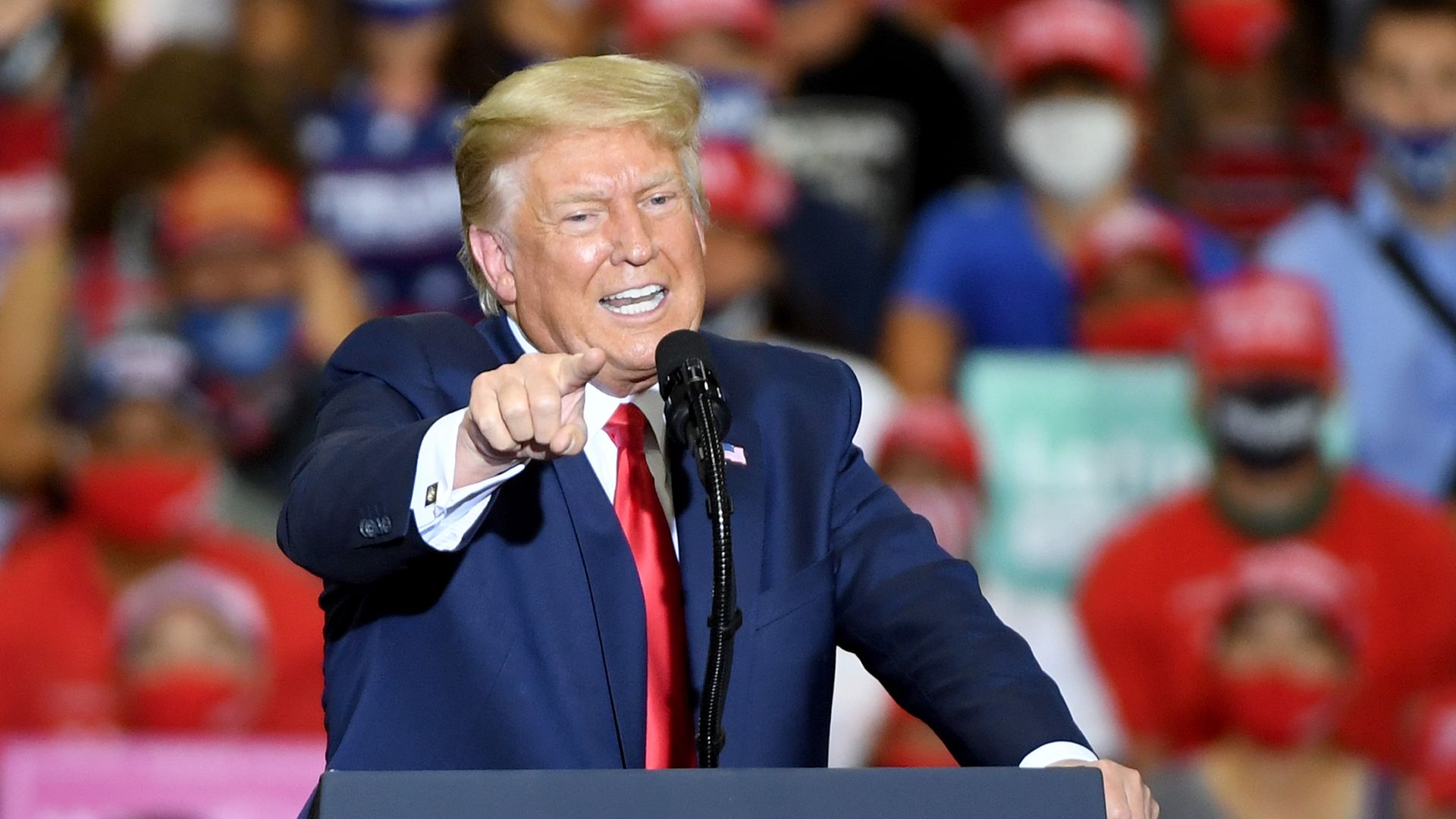 President Donald Trump speaks during a campaign event at Xtreme Manufacturing on September 13