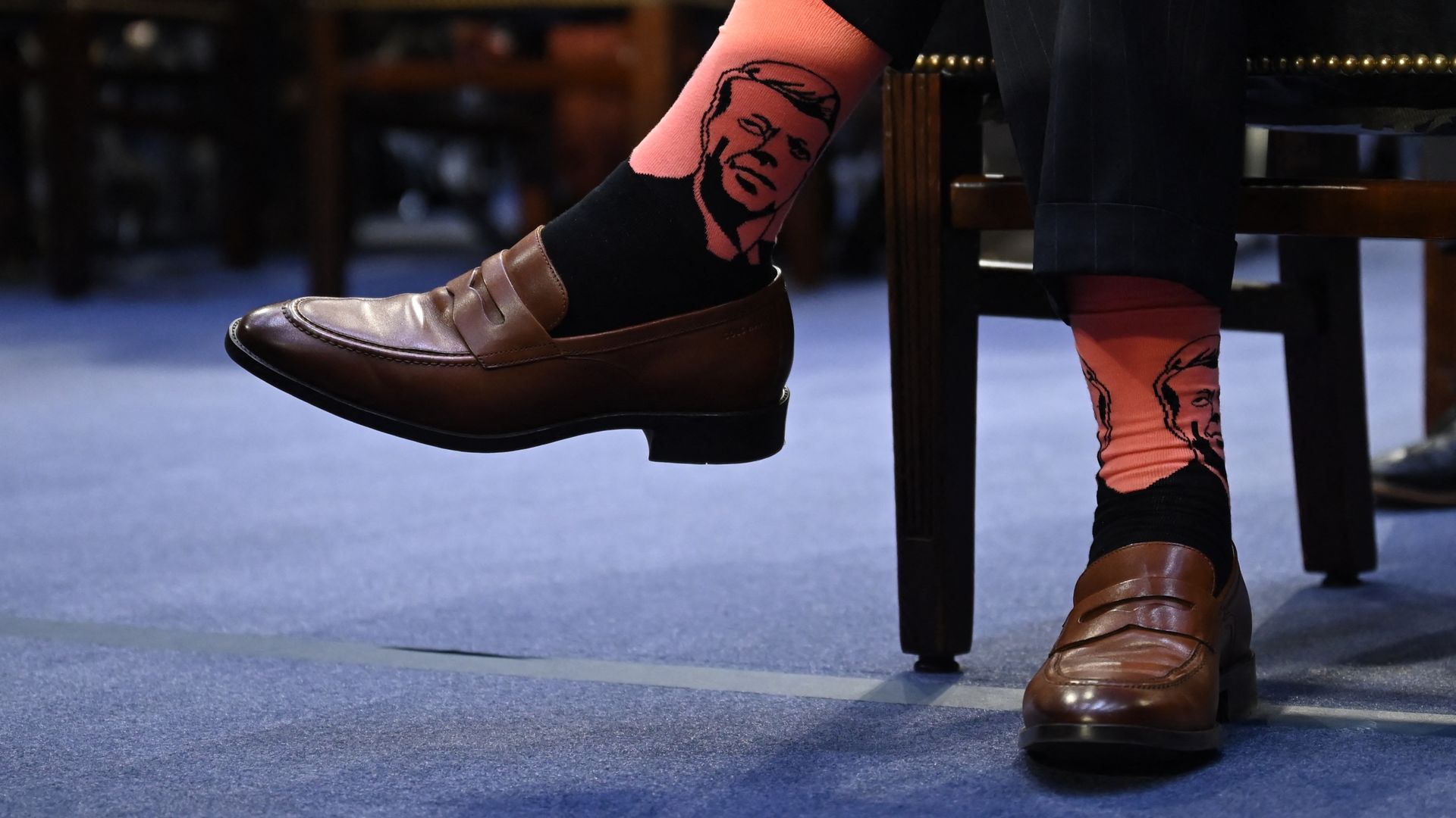 The husband of Judge Ketanji Brown Jackson is seen wearing socks embroidered with portraits of John F. Kennedy.