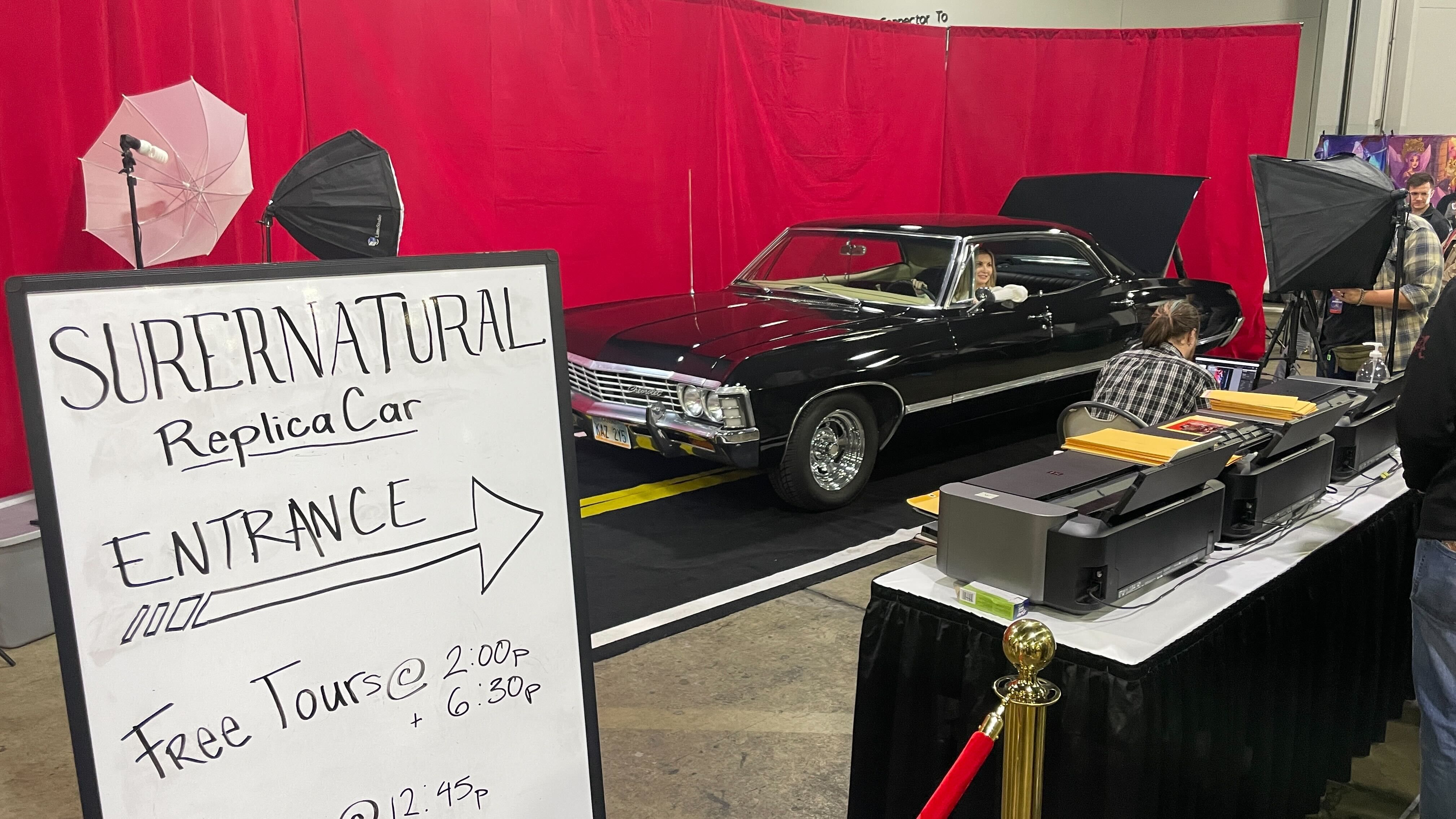 A replica of the 1967 Chevy Impala car driven in the popular action horror fantasy drama TV series "Supernatural."