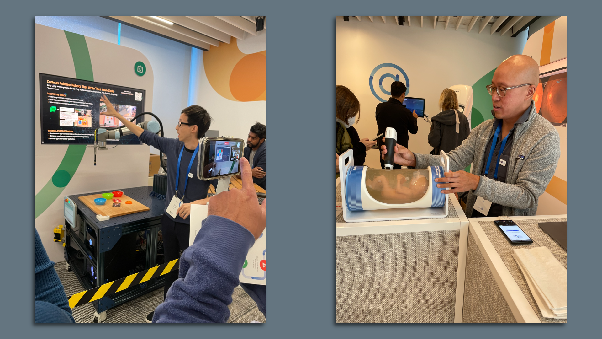 Demonstrations at Google Research's artificial intelligence press event.
