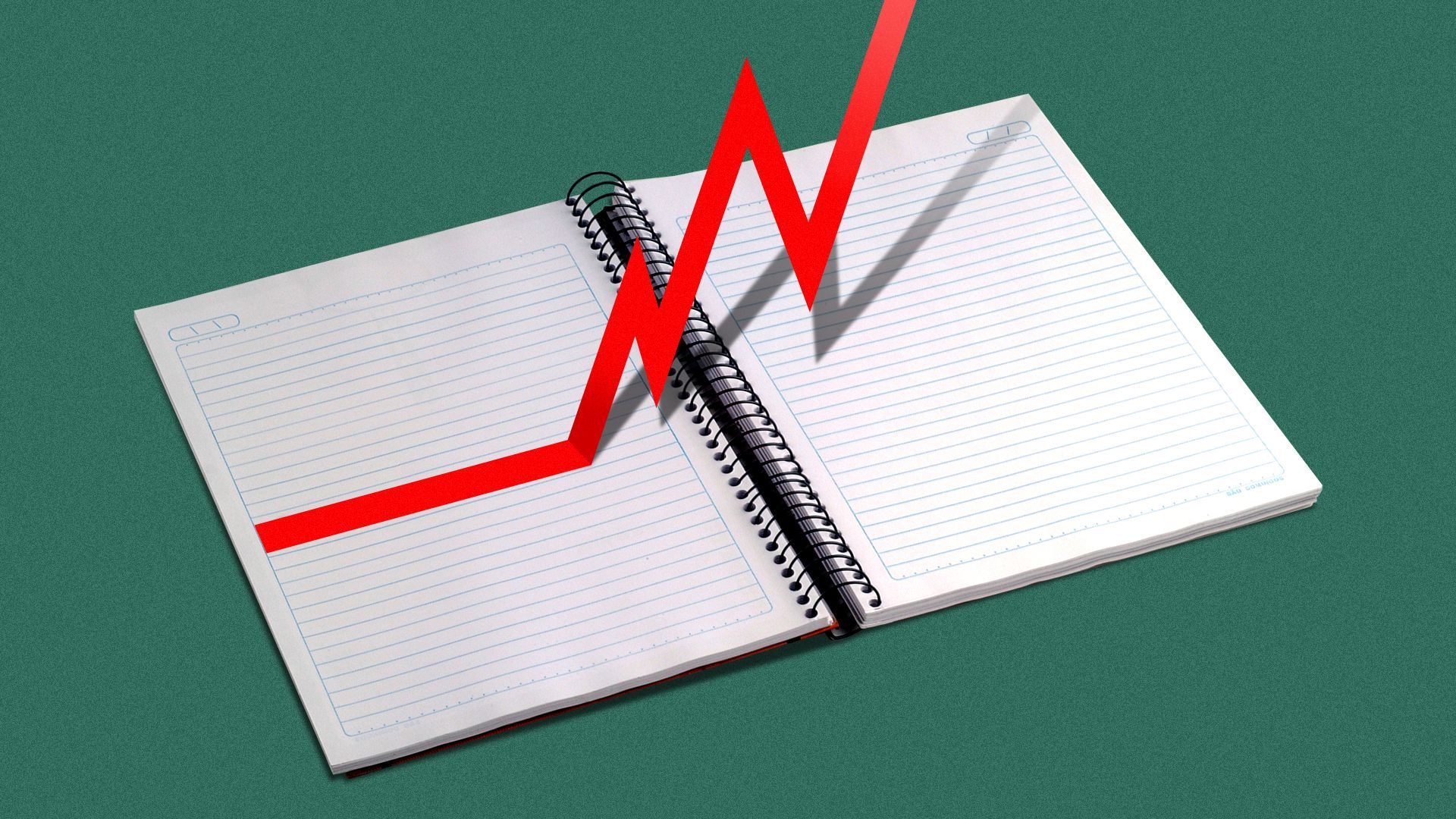 Illustration of a notebook with a line chart coming off the page