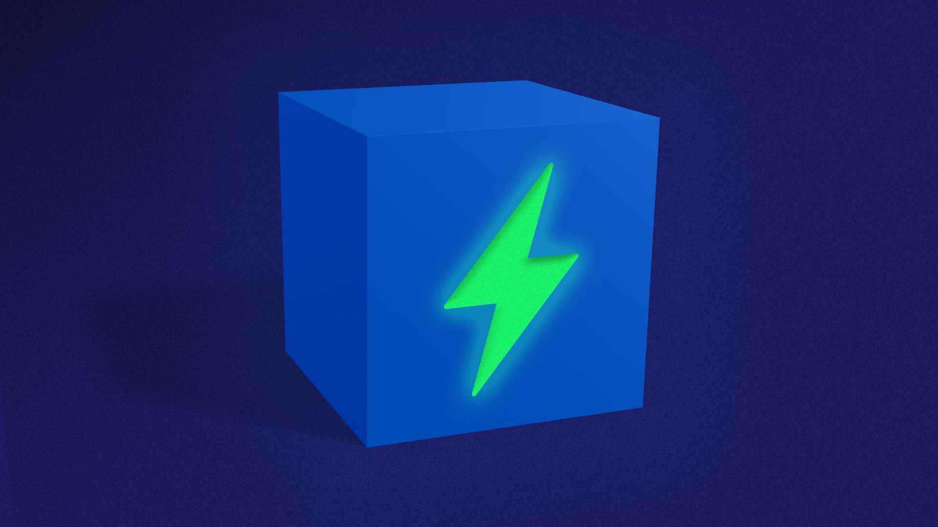 Illustration of a cube with a glowing power bolt.