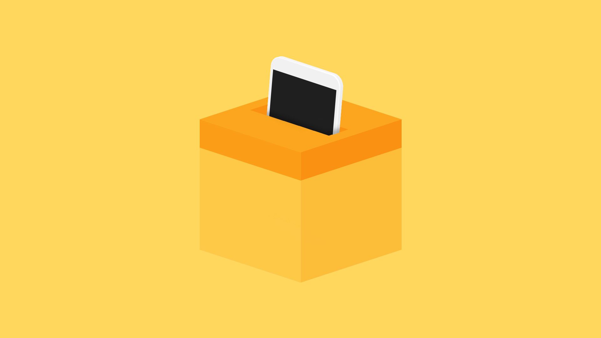 Illustration of phone going into a ballot box