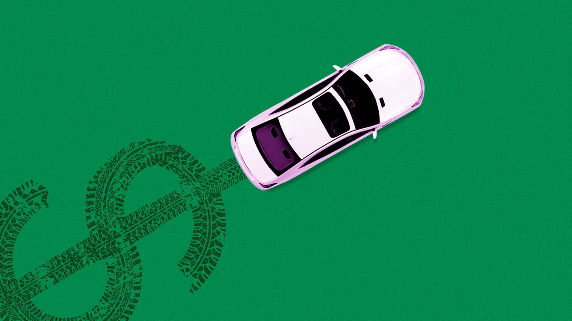 Illustration of top down car on dollar skid marks