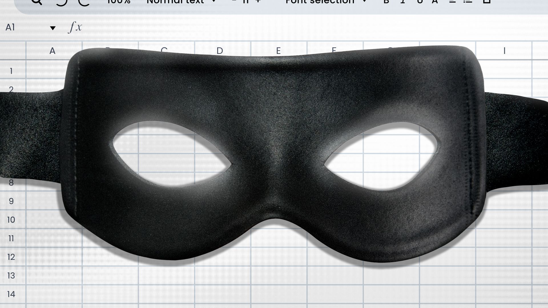 Illustration of mask over a spreadsheet.
