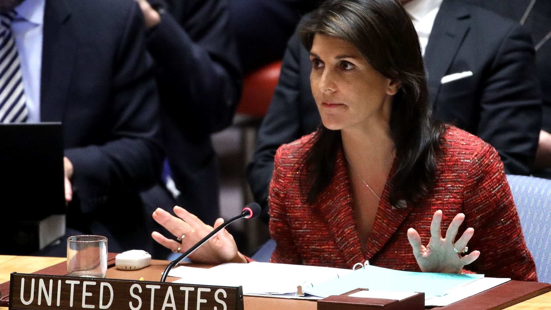 Nikki Haley at a U.N. Security Council meeting. 