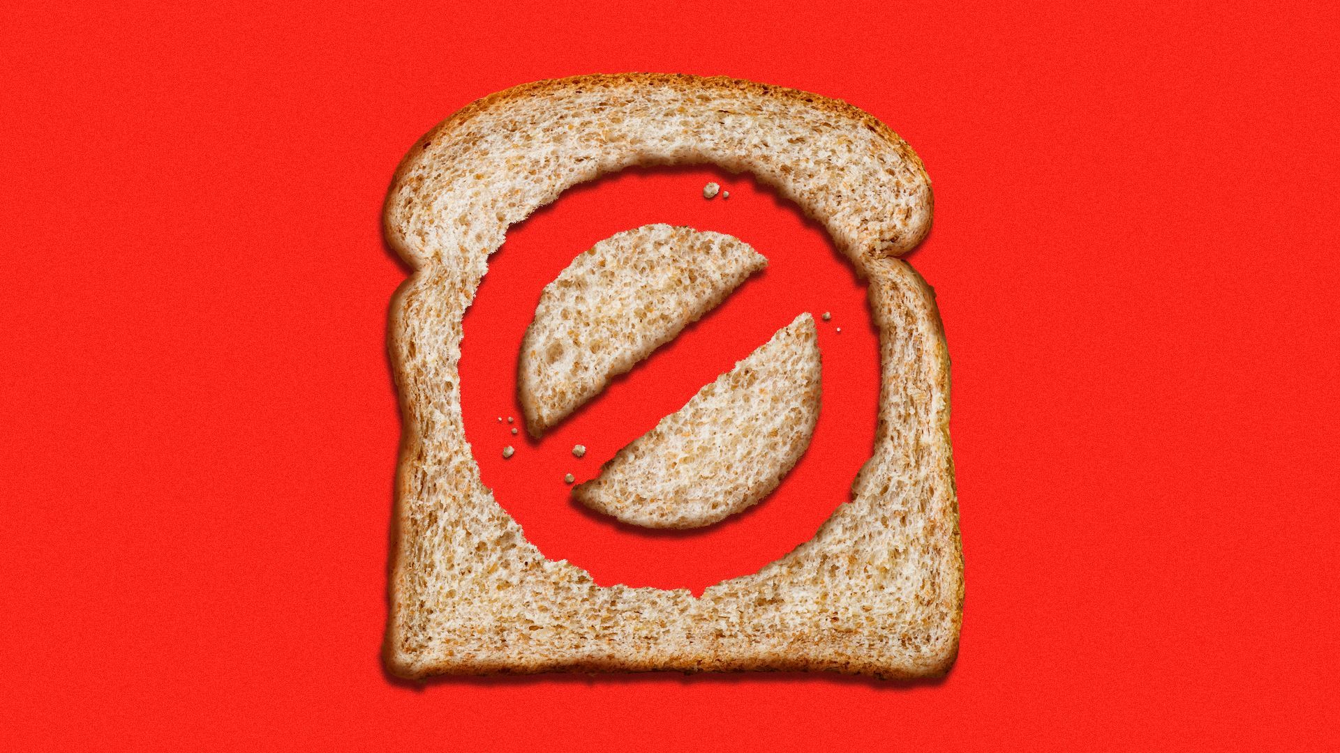 Illustration of a slice of bread with a "no" sign cut out of the middle
