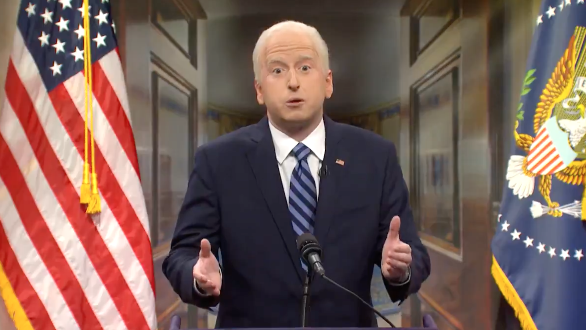  A screenshot of James Austin Johnson as President Biden on “Saturday Night Live.” 