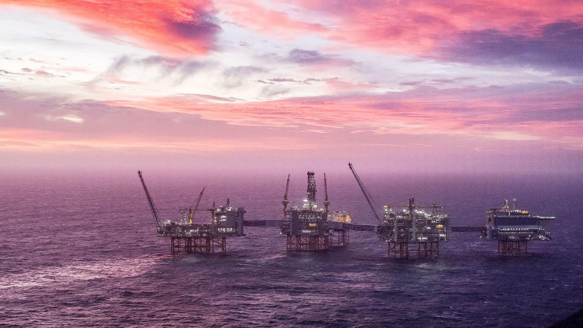 Johan Sverdrup oil field in the North Sea west of Stavanger, Norway.