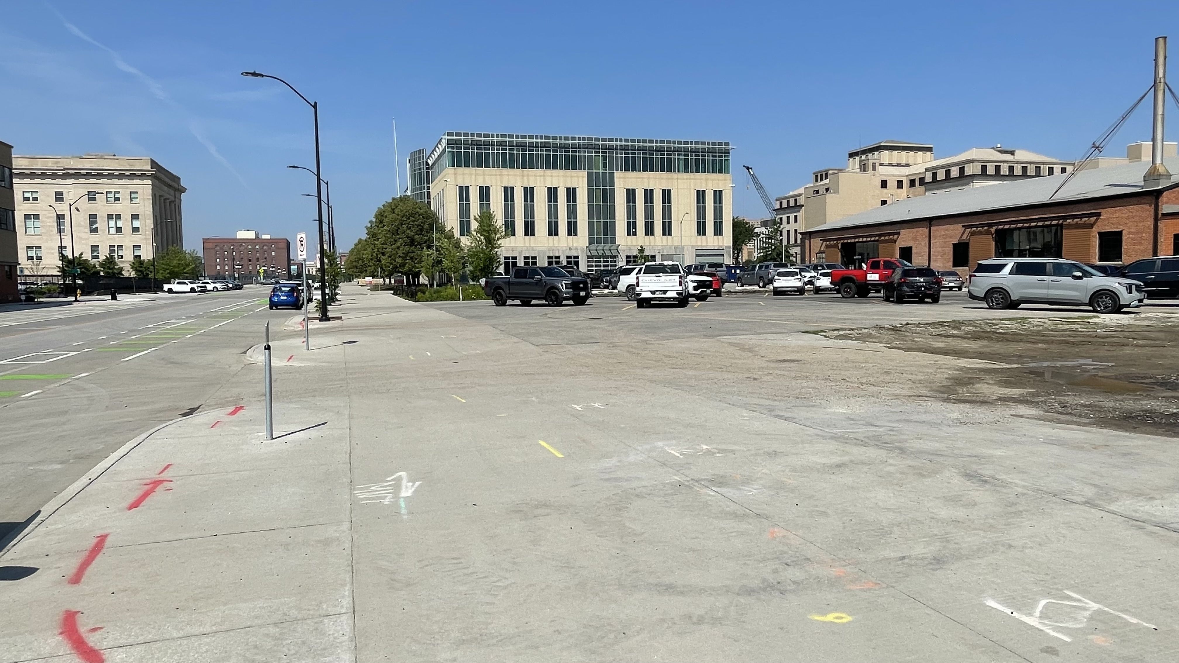 A photo of a parking lot.