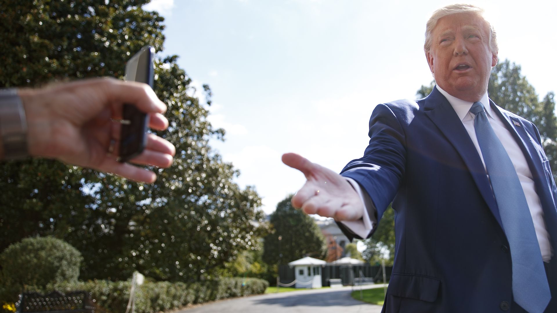 President Trump speaking to the press.