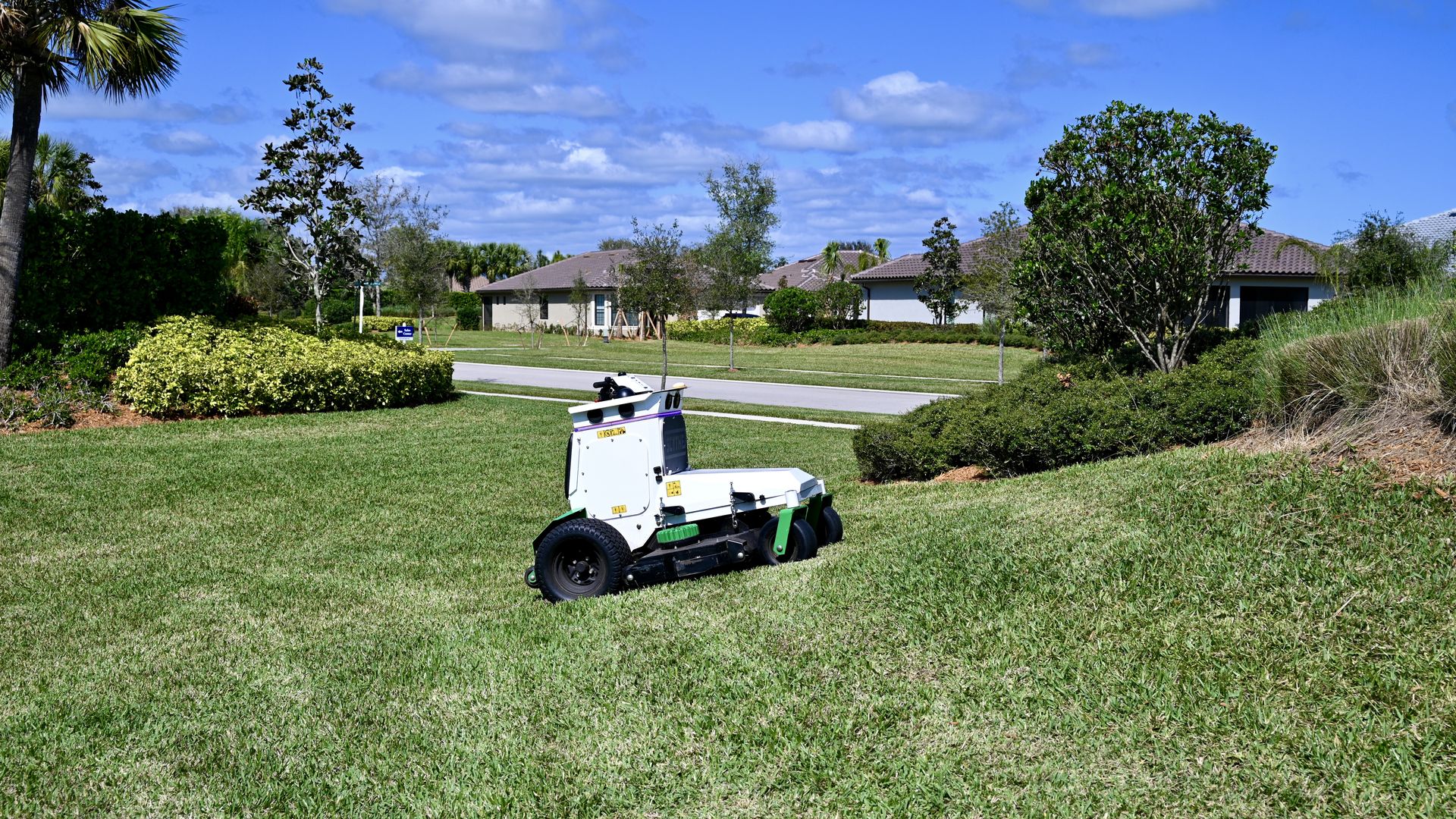An automated robot lawnmower.
