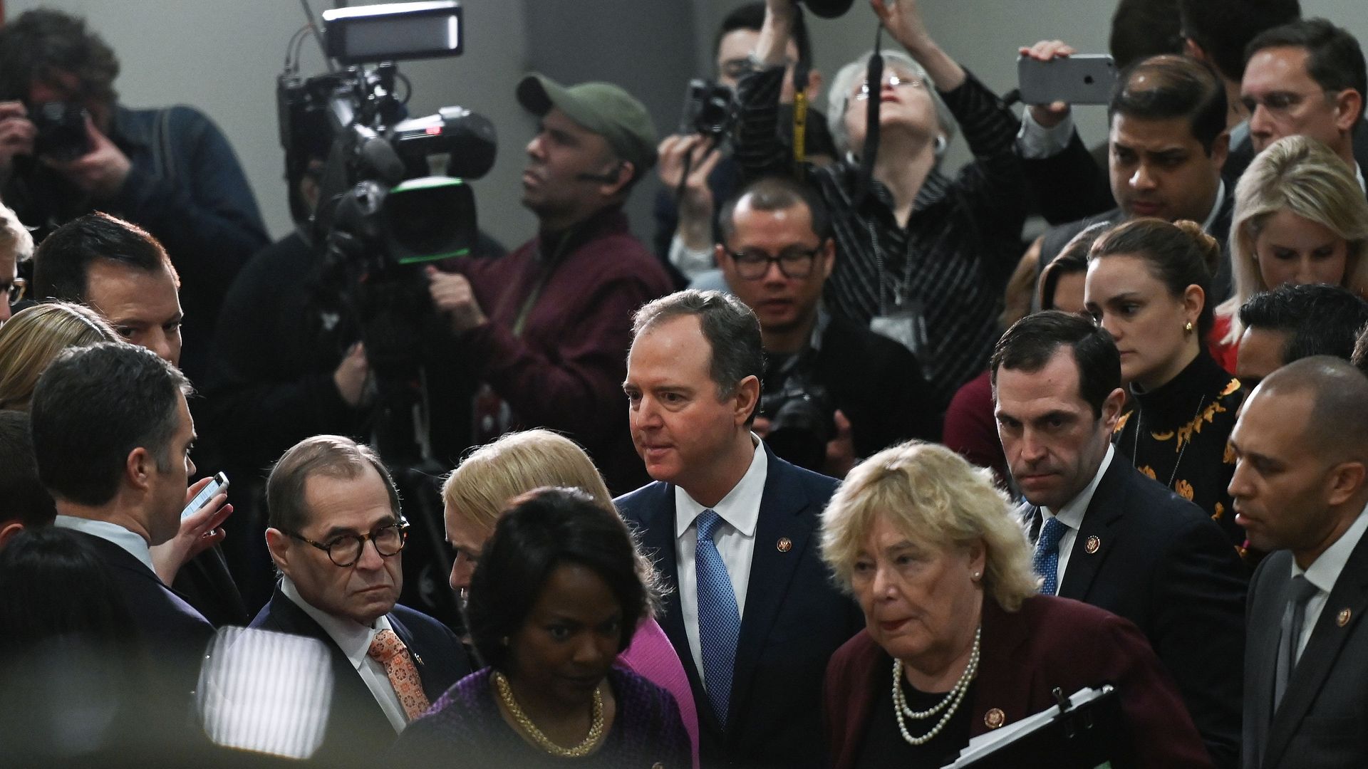 Rep. Adam Schiff (D-Calif.) speaks with reporters on fourth day of President Trump's impeachment trial.