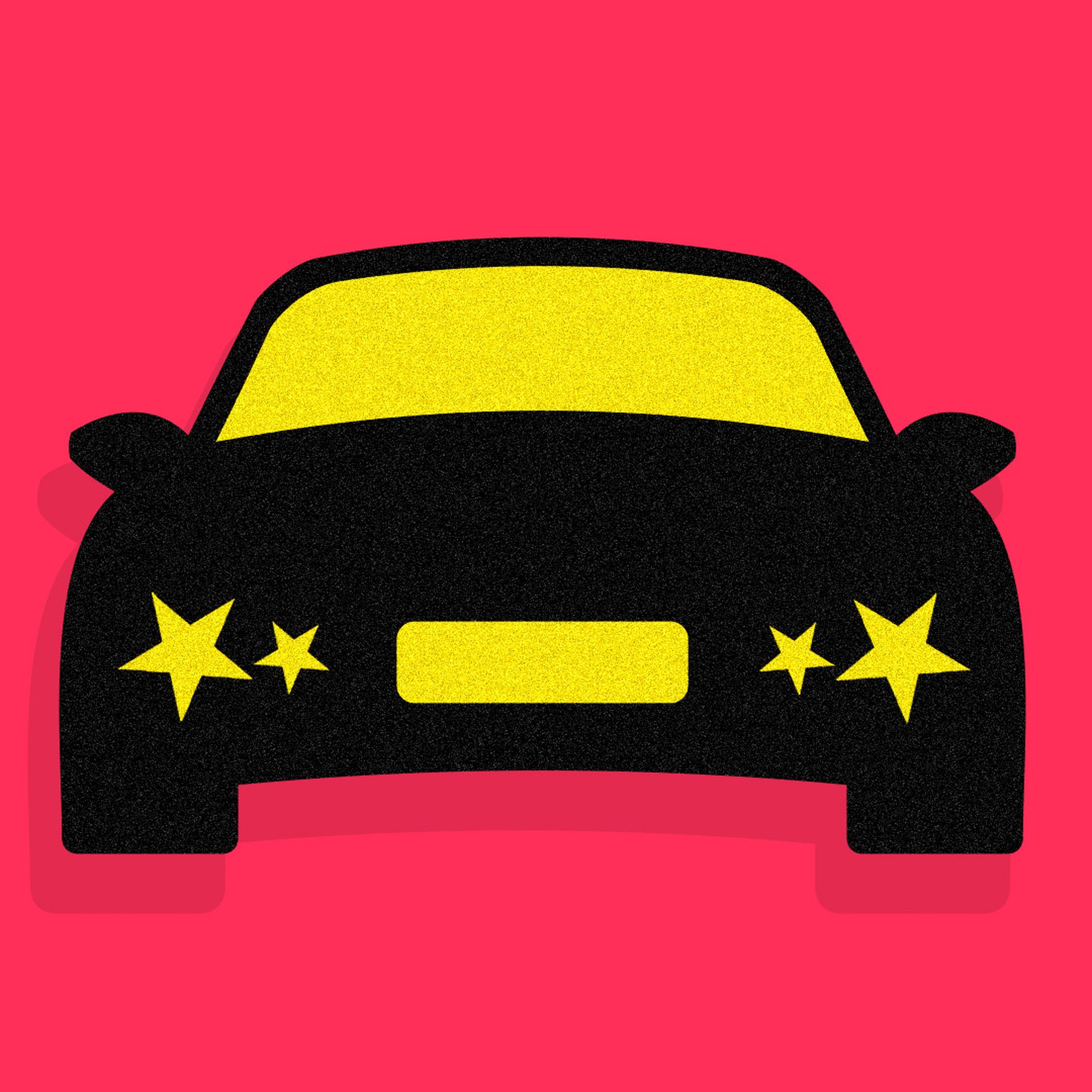 Illustration of a car with stars instead of headlights