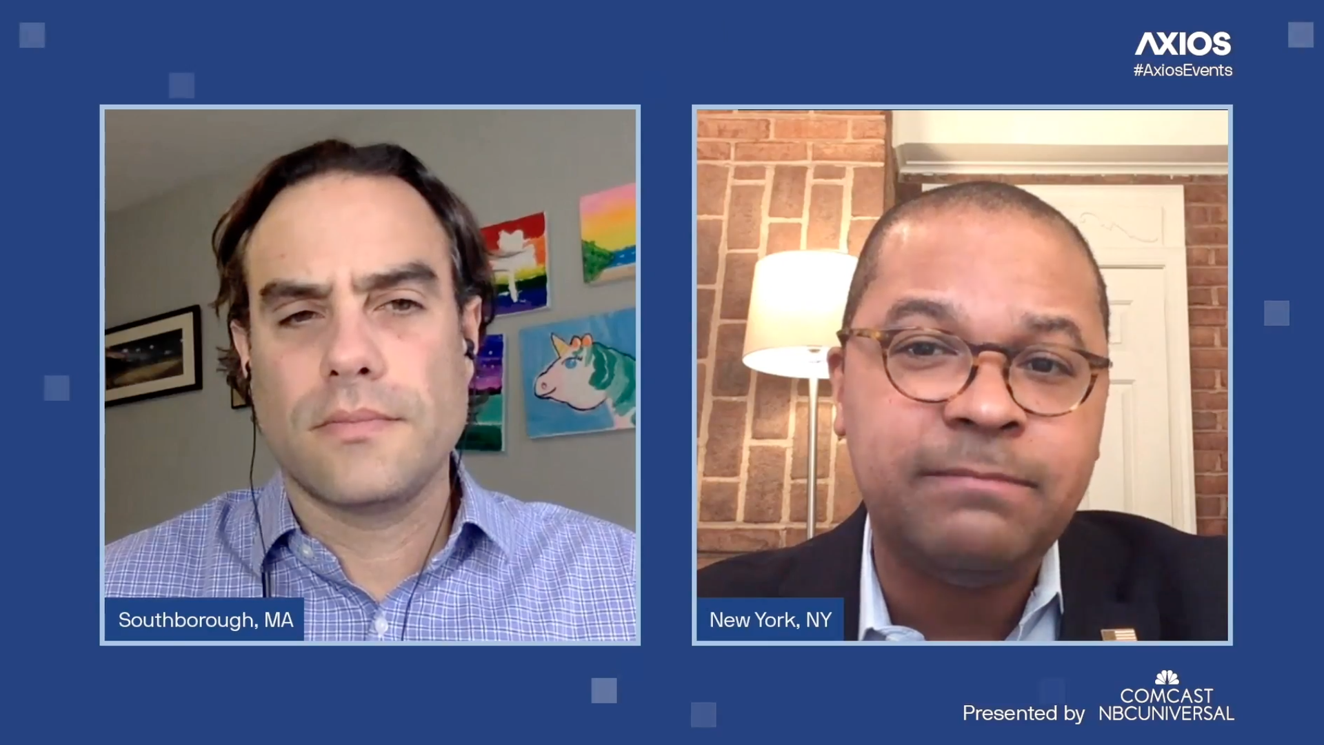 Axios' Dan Primack (L) and FCC Commissioner Geoffrey Starks (R). Photo courtesy of Axios Events