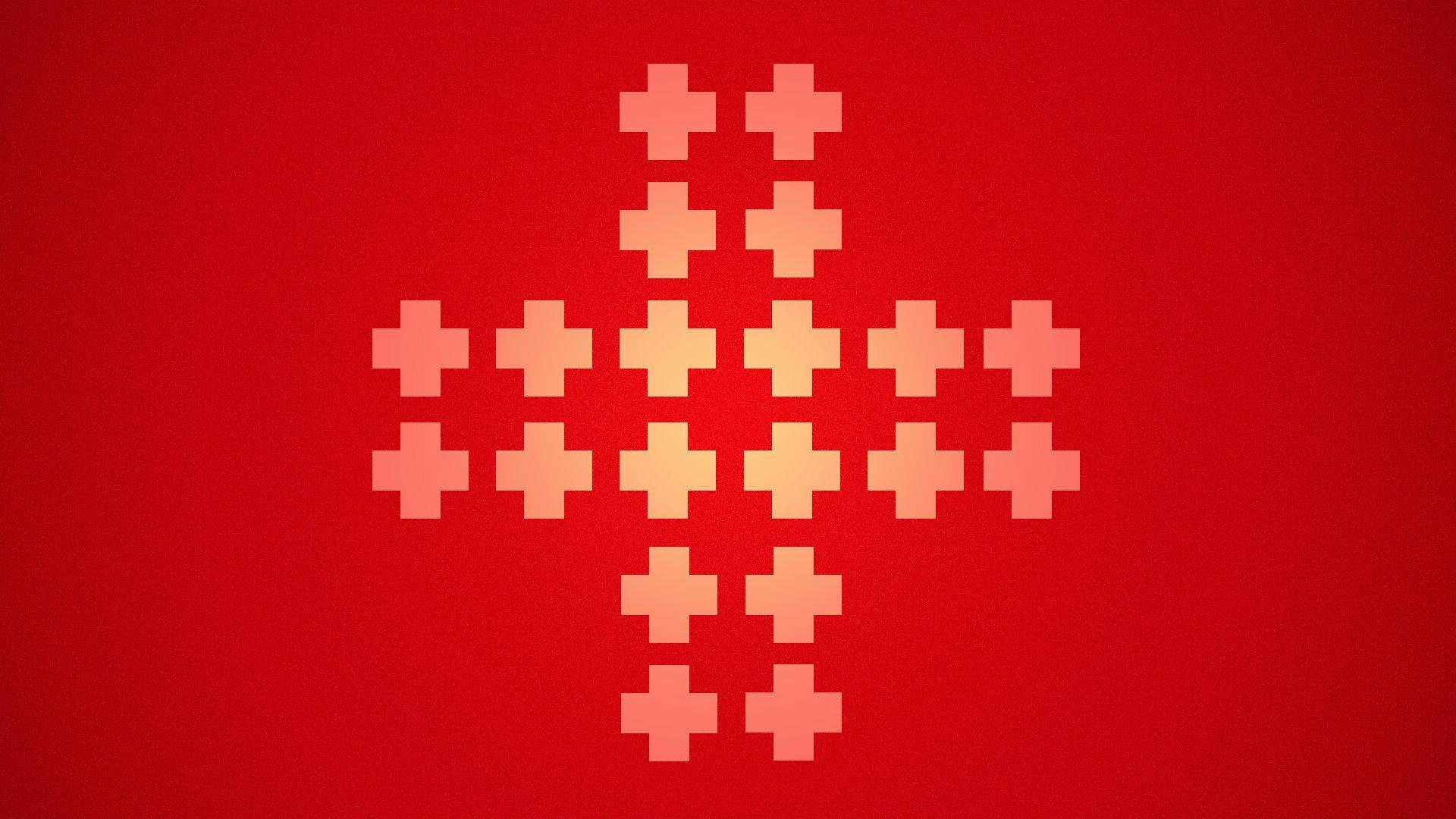 Illustration of small red crosses forming a larger one.