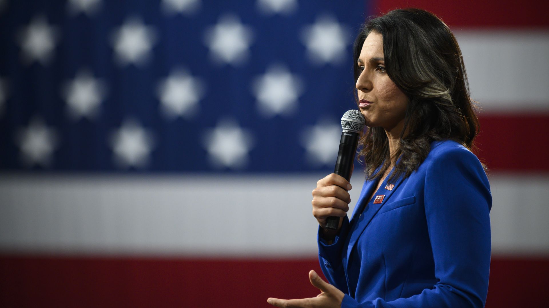 Democratic presidential candidate Rep. Tulsi Gabbard (D-HI) speaks during a forum on gun safety at the Iowa Events Center on August 10, 2019 in Des Moines, Iowa.