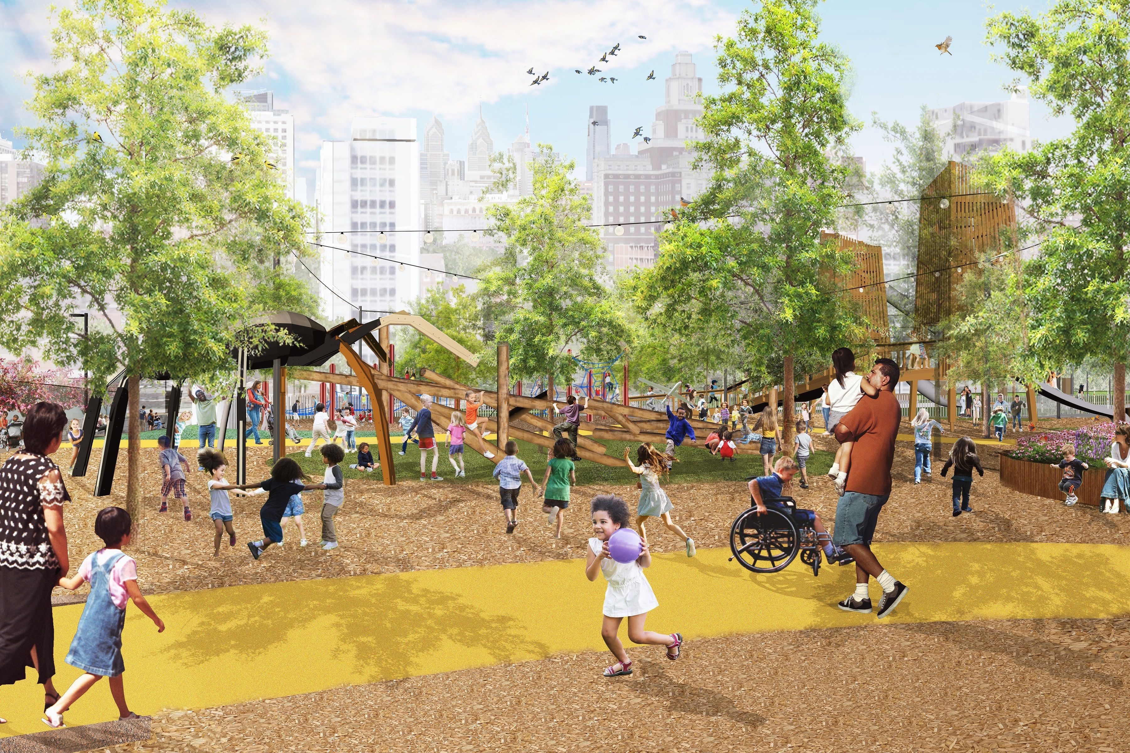 A rendering of a play area at the new park.  