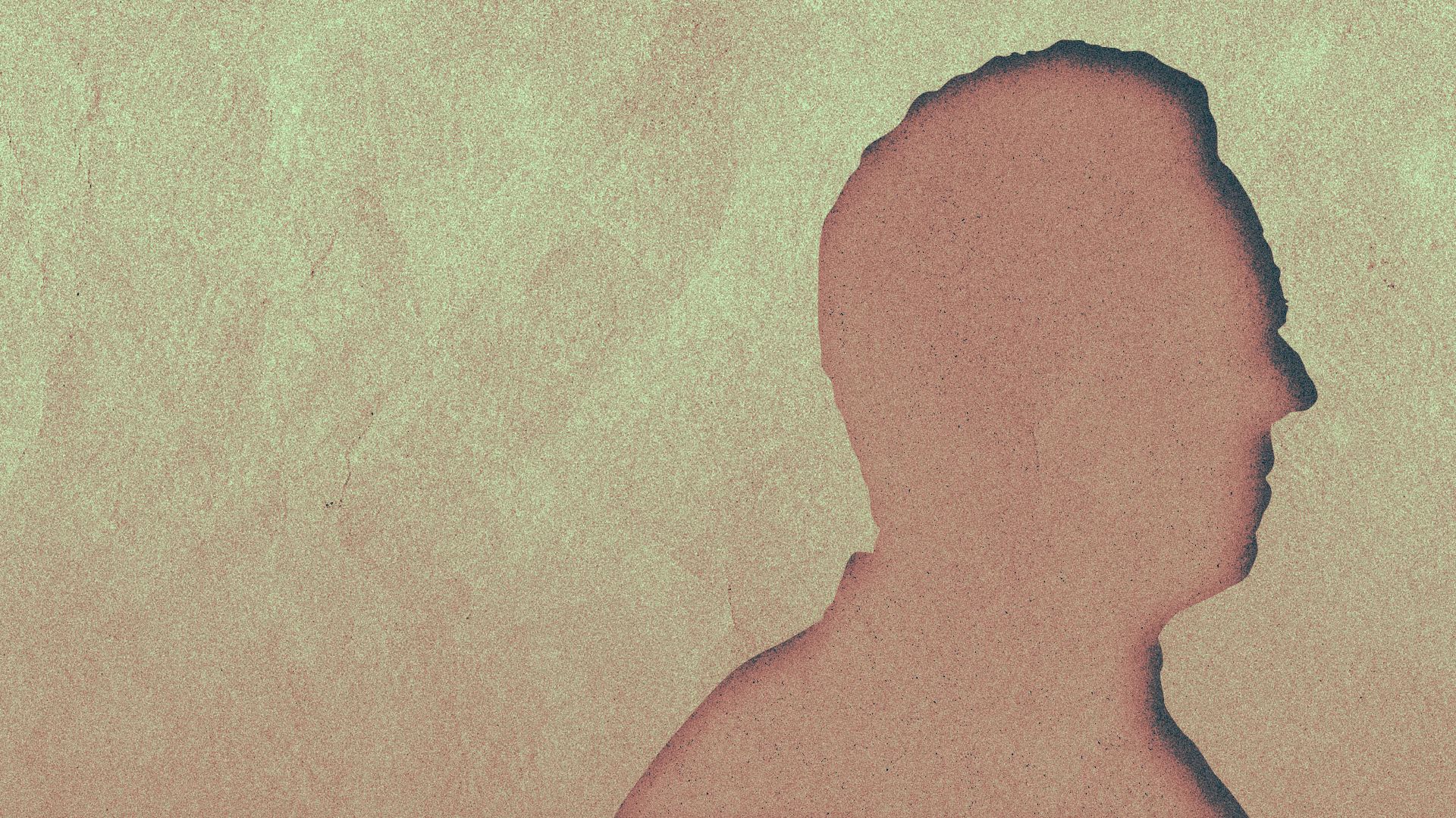 Photo illustration of a hole in a paper texture in the shape of the silhouette of Robert F. Kennedy Jr.